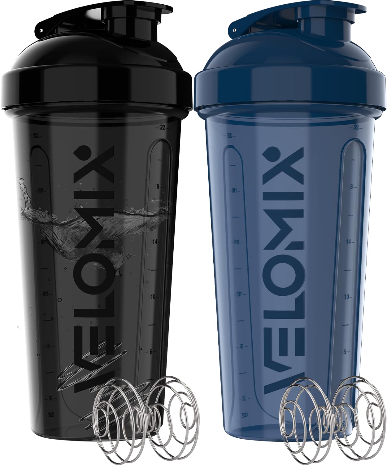 Protein Shaker Bottles 2-Pack – 28 oz Leak-Proof Shaker Cups with Wire Whisks