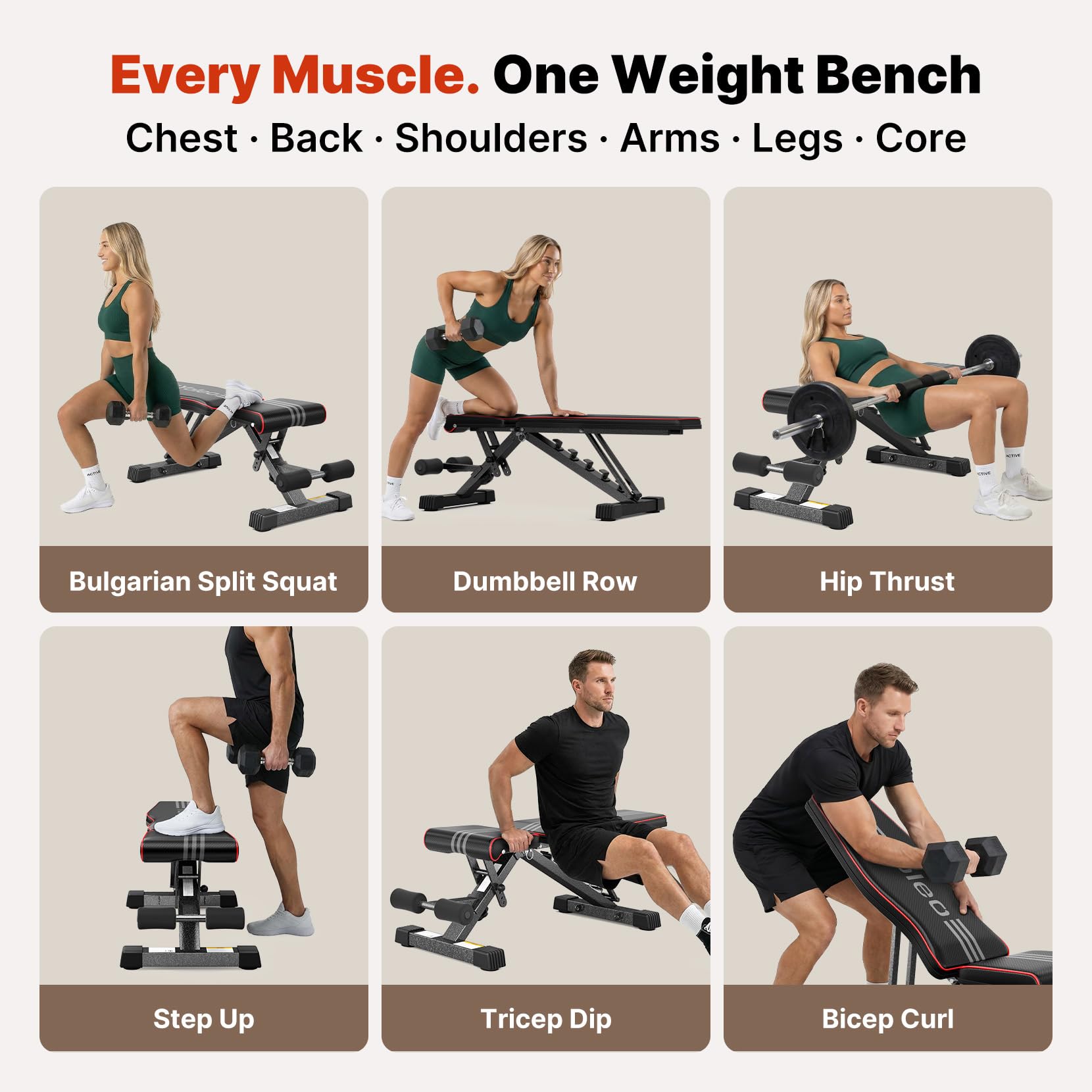 Foldable Adjustable Weight Bench – 84 Positions, 827 lb Capacity, 98% Pre-Assembled