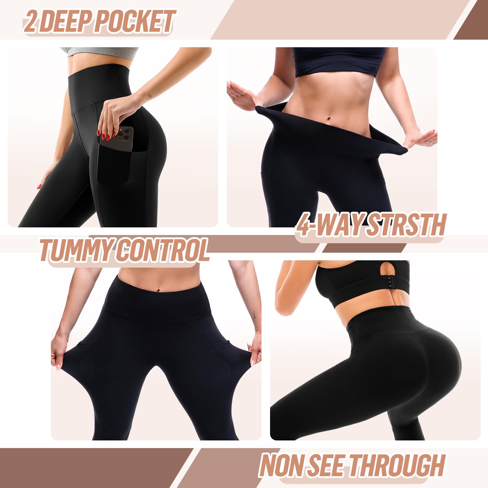 Women's High-Waisted Leggings with Pockets – Buttery-Soft Yoga Pants