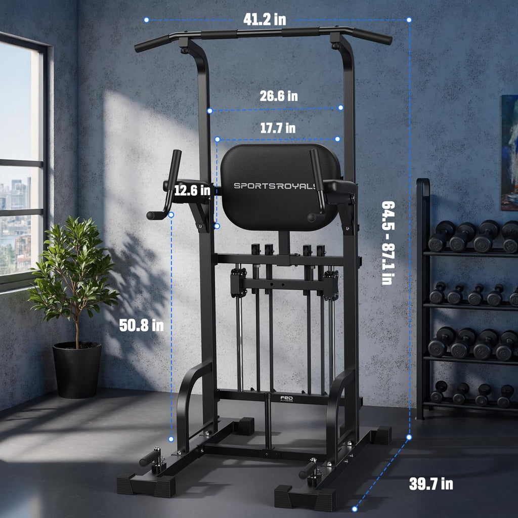 Power Tower Pull Up & Dip Station – 450 lb Capacity Home Gym Strength Trainer