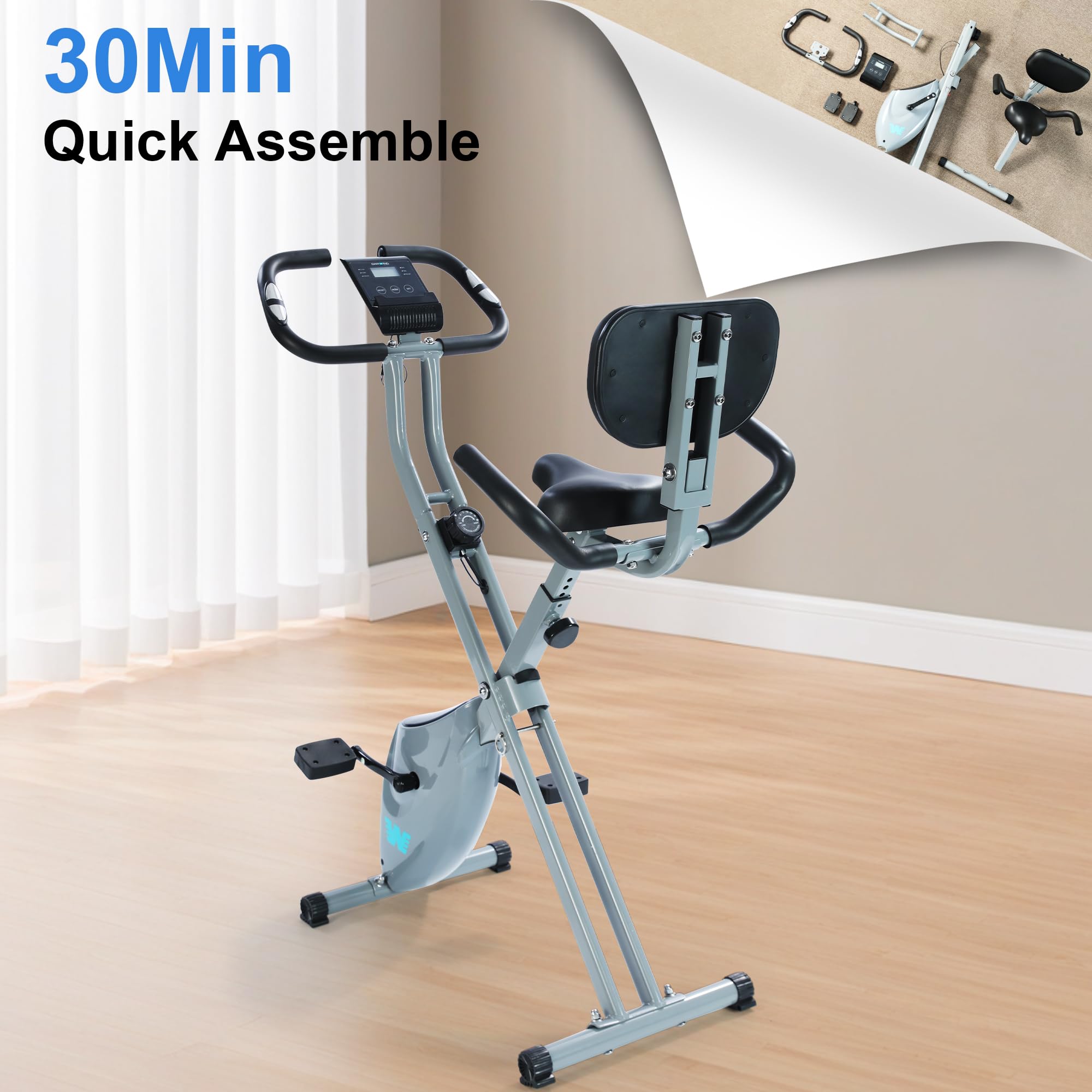 5-in-1 Foldable Exercise Bike – 16-Level Magnetic Indoor Cycling Bike, 350 lb Capacity