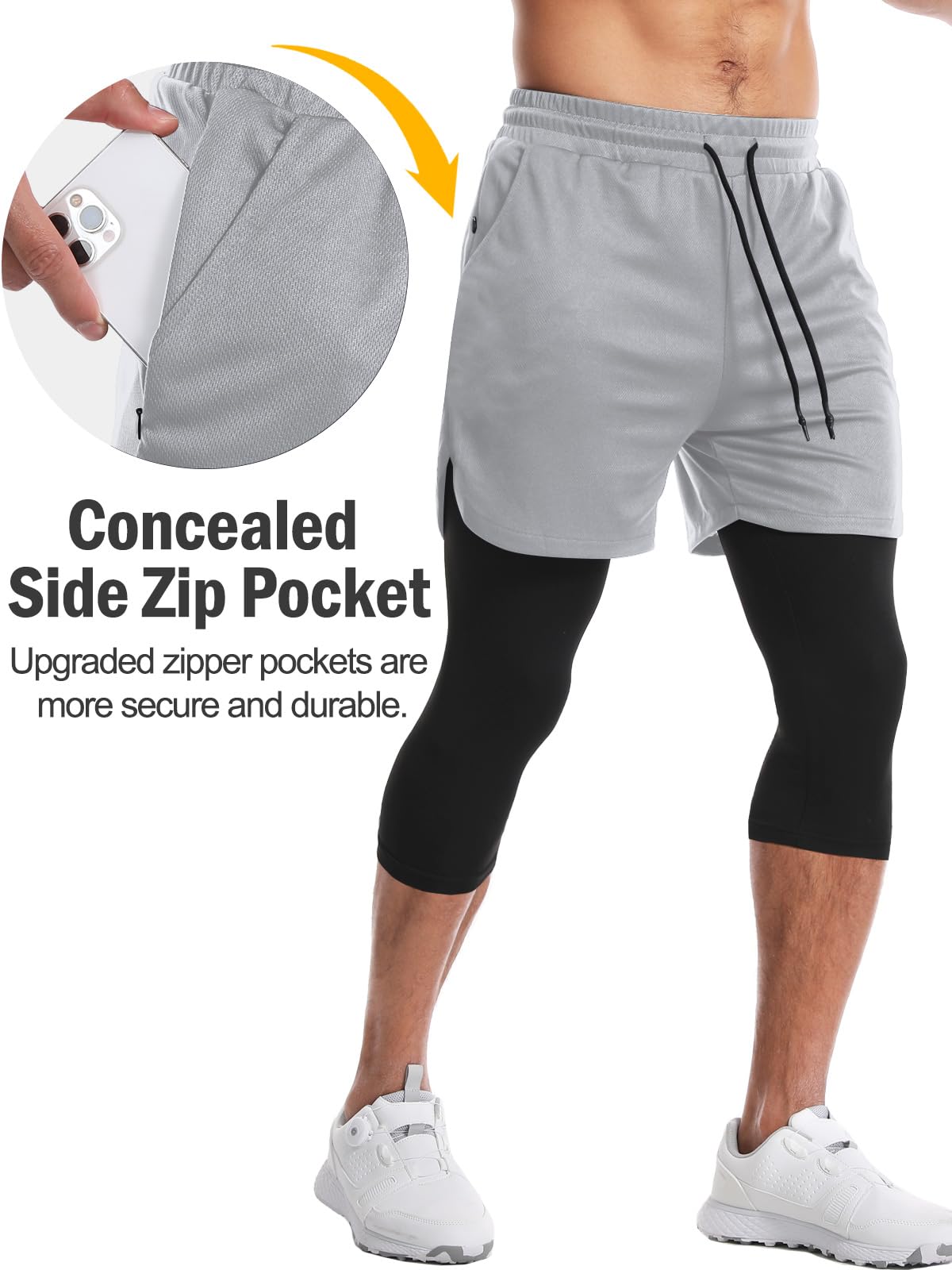 Men's 2-in-1 Running Pants – Gym Workout Compression Training Tights