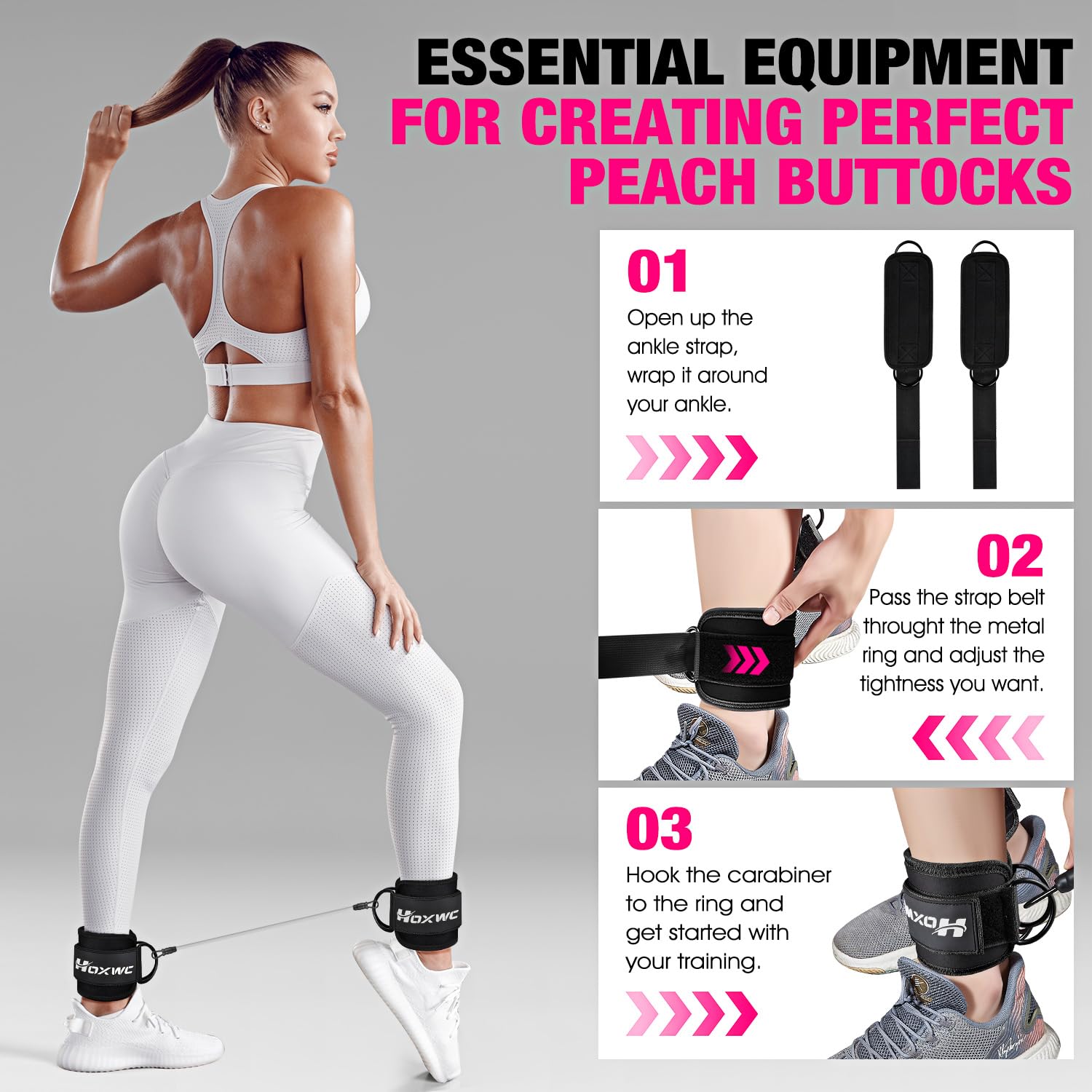 Ankle Resistance Bands with Cuffs – Glute & Leg Booty Workout Bands