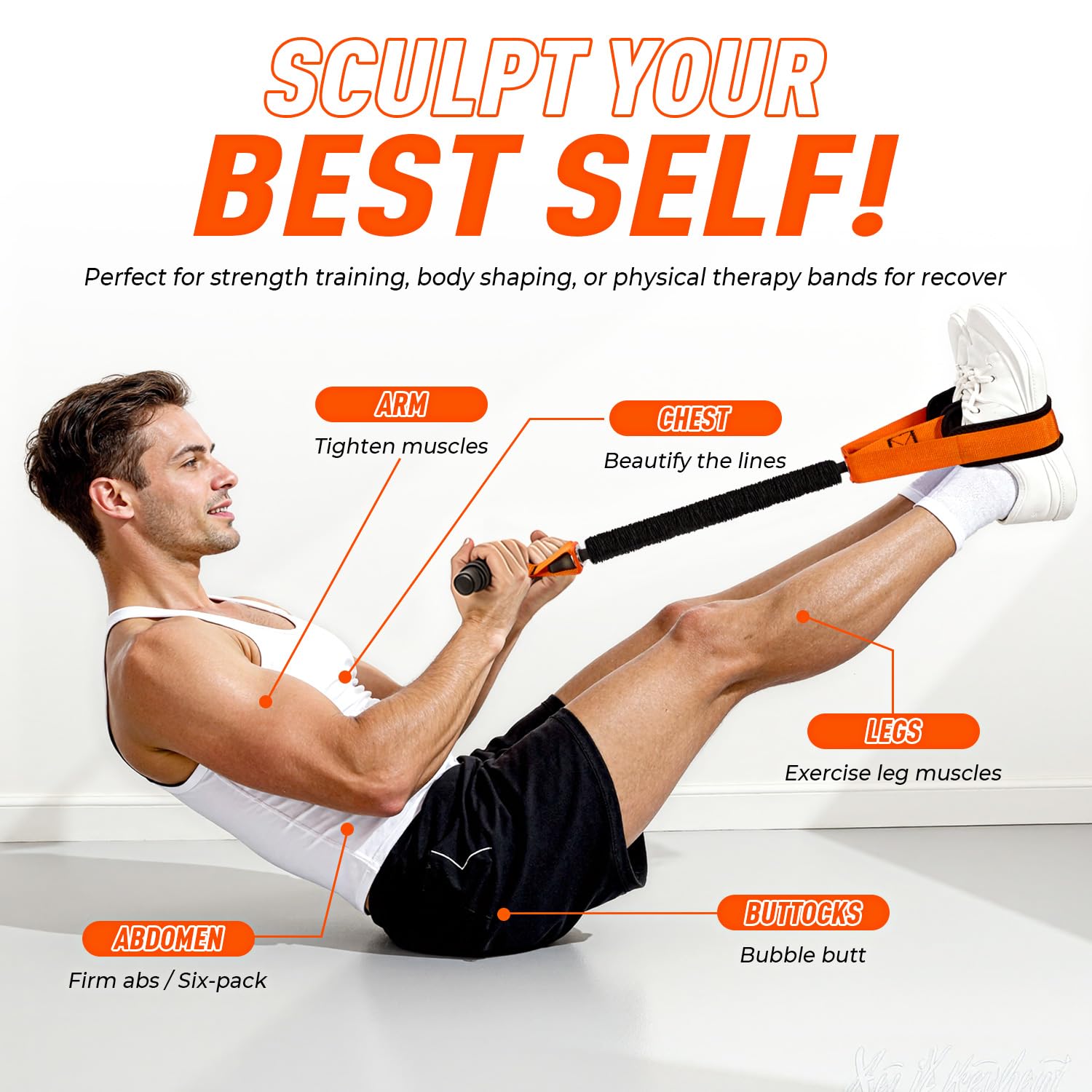Pedal Resistance Band with Handles – Full Body Home Workout & Physical Therapy Trainer