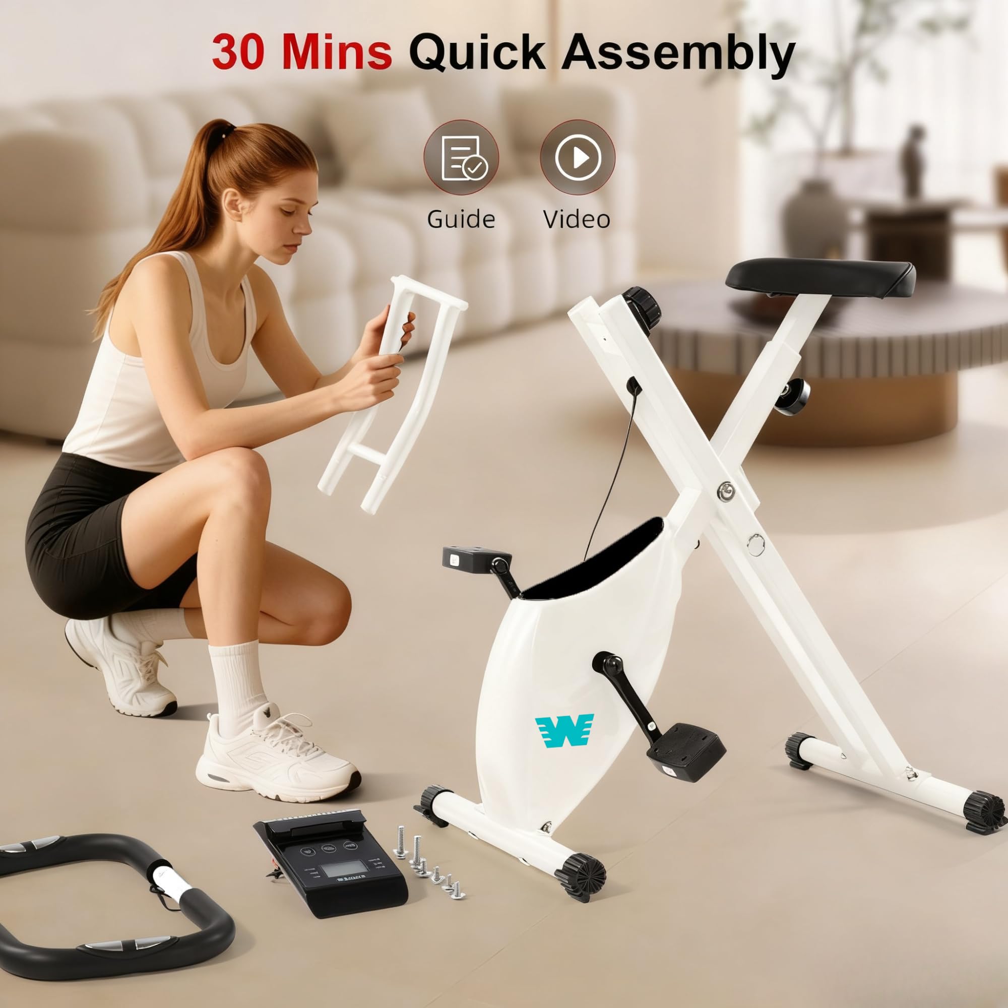 5-in-1 Foldable Exercise Bike – 16-Level Magnetic Indoor Cycling Bike, 350 lb Capacity