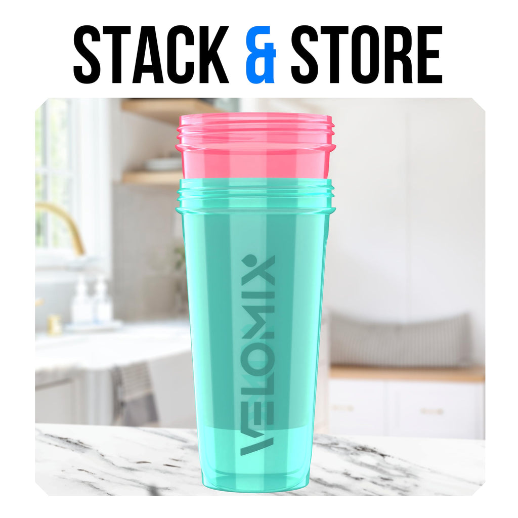 Protein Shaker Bottles 2-Pack – 28 oz Leak-Proof Shaker Cups with Wire Whisks