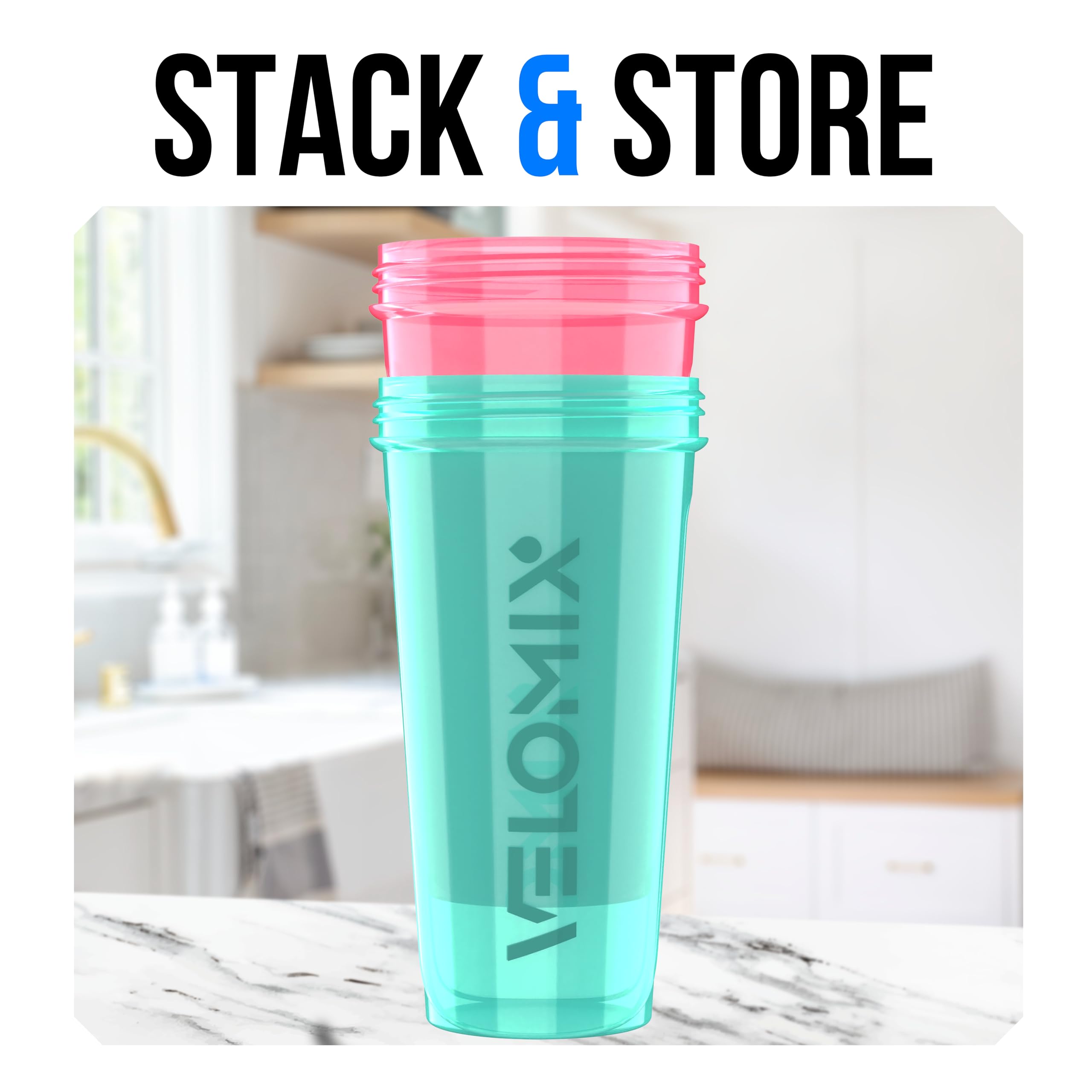 Protein Shaker Bottles 2-Pack – 28 oz Leak-Proof Shaker Cups with Wire Whisks