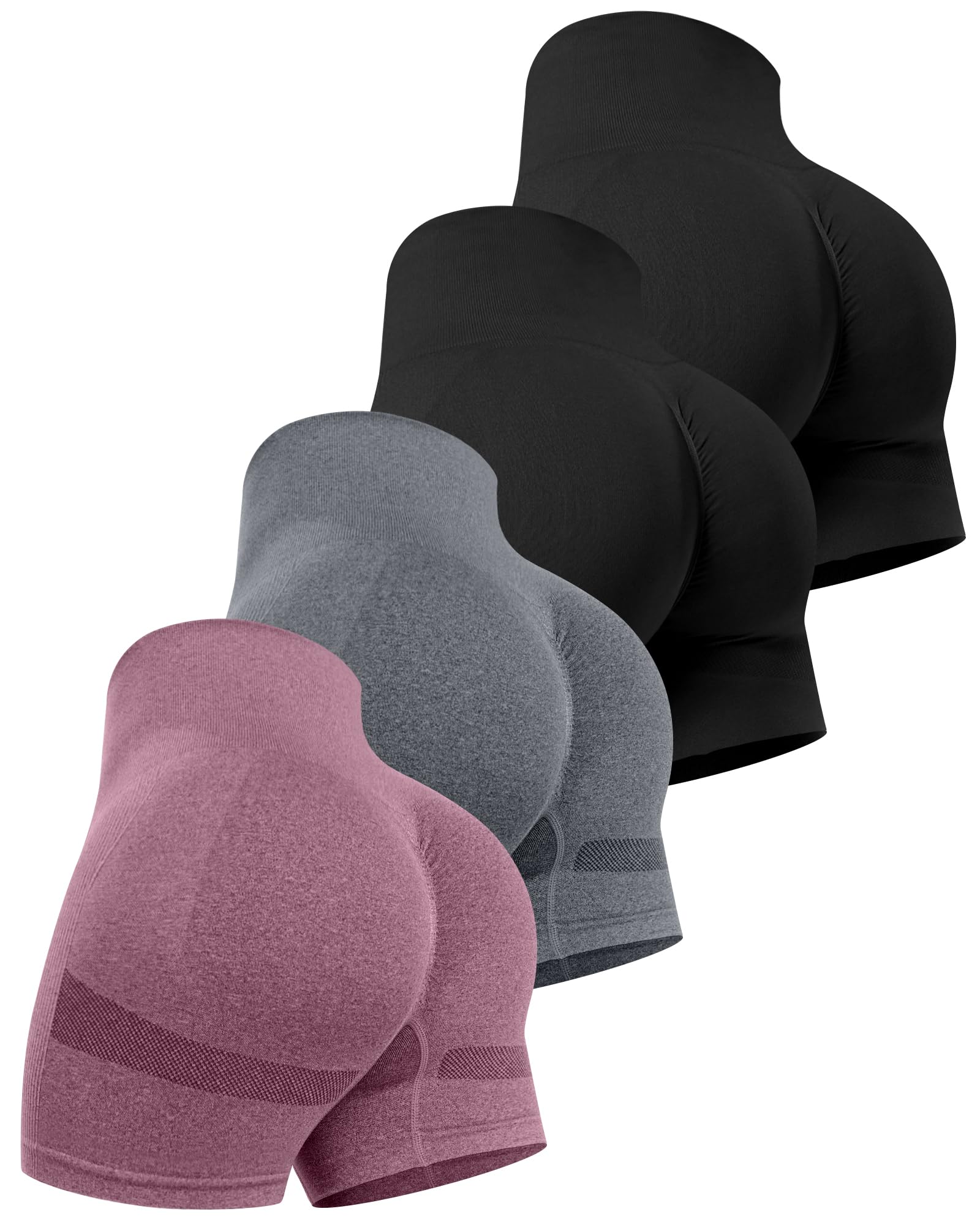 Women's High-Waisted Workout Shorts Set – Butt-Lifting Seamless Gym Shorts (4-Pack)