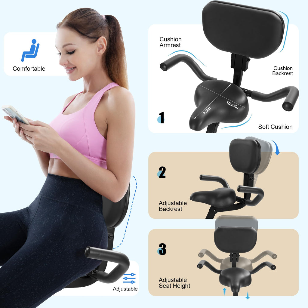 5-in-1 Foldable Exercise Bike – 16-Level Magnetic Indoor Cycling Bike, 350 lb Capacity