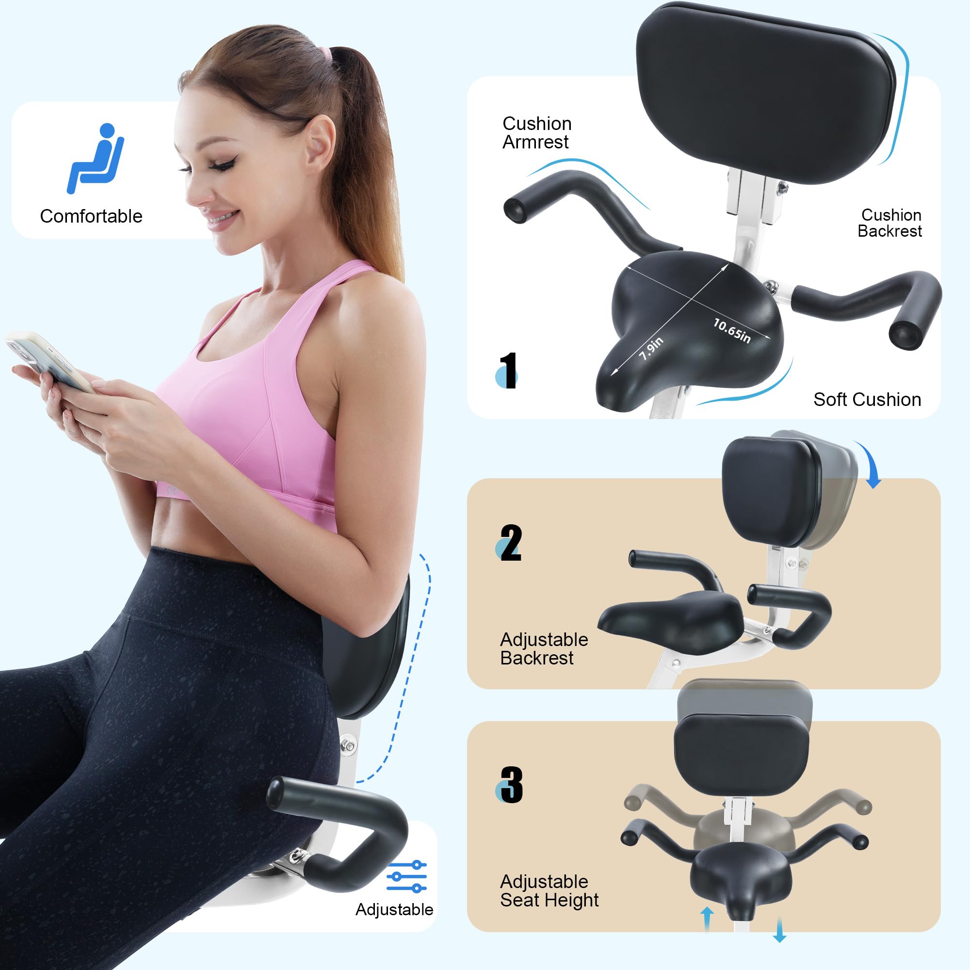 5-in-1 Foldable Exercise Bike – 16-Level Magnetic Indoor Cycling Bike, 350 lb Capacity