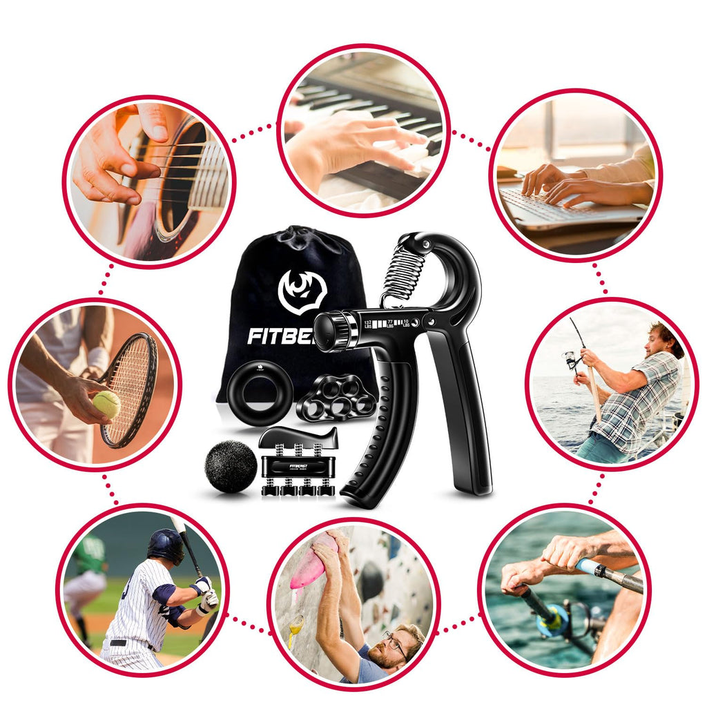Hand Grip Strengthener Kit – 5-Pack Adjustable Forearm & Grip Trainer