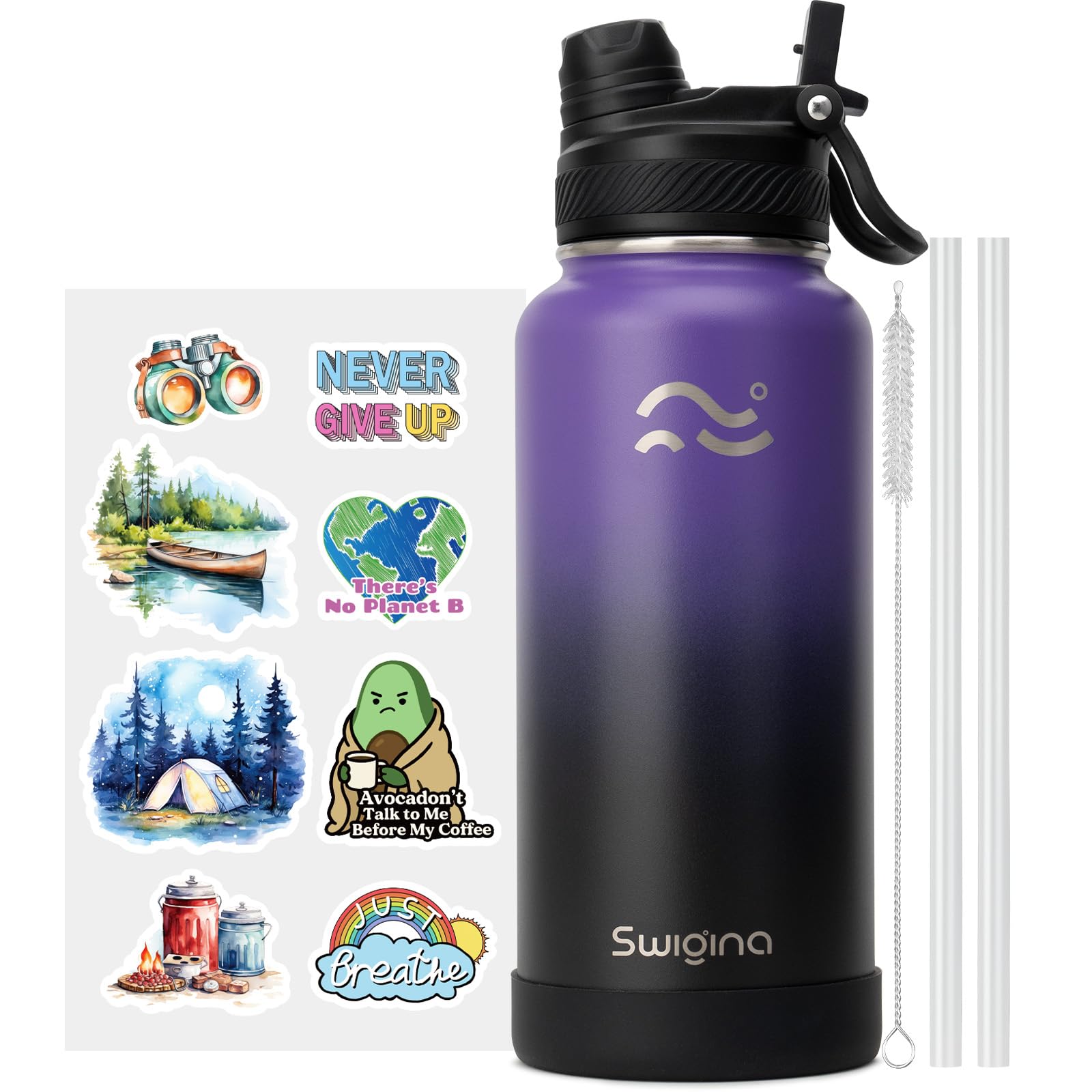 Insulated Water Bottle with Silicone Boot – 24 oz, Cold 36 Hrs / Hot 18 Hrs