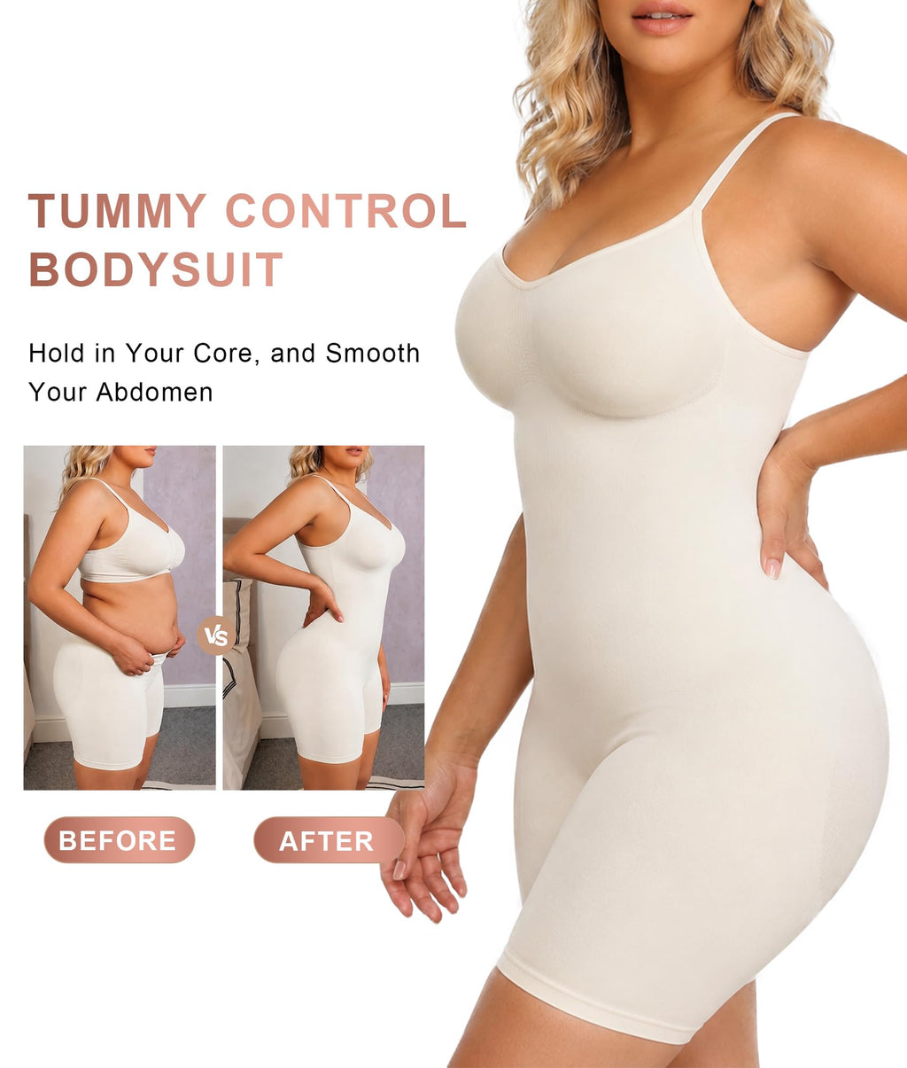 Tummy-Control Bodysuit Shaper – Mid-Thigh Body Shaper Shorts for a Lifted Look