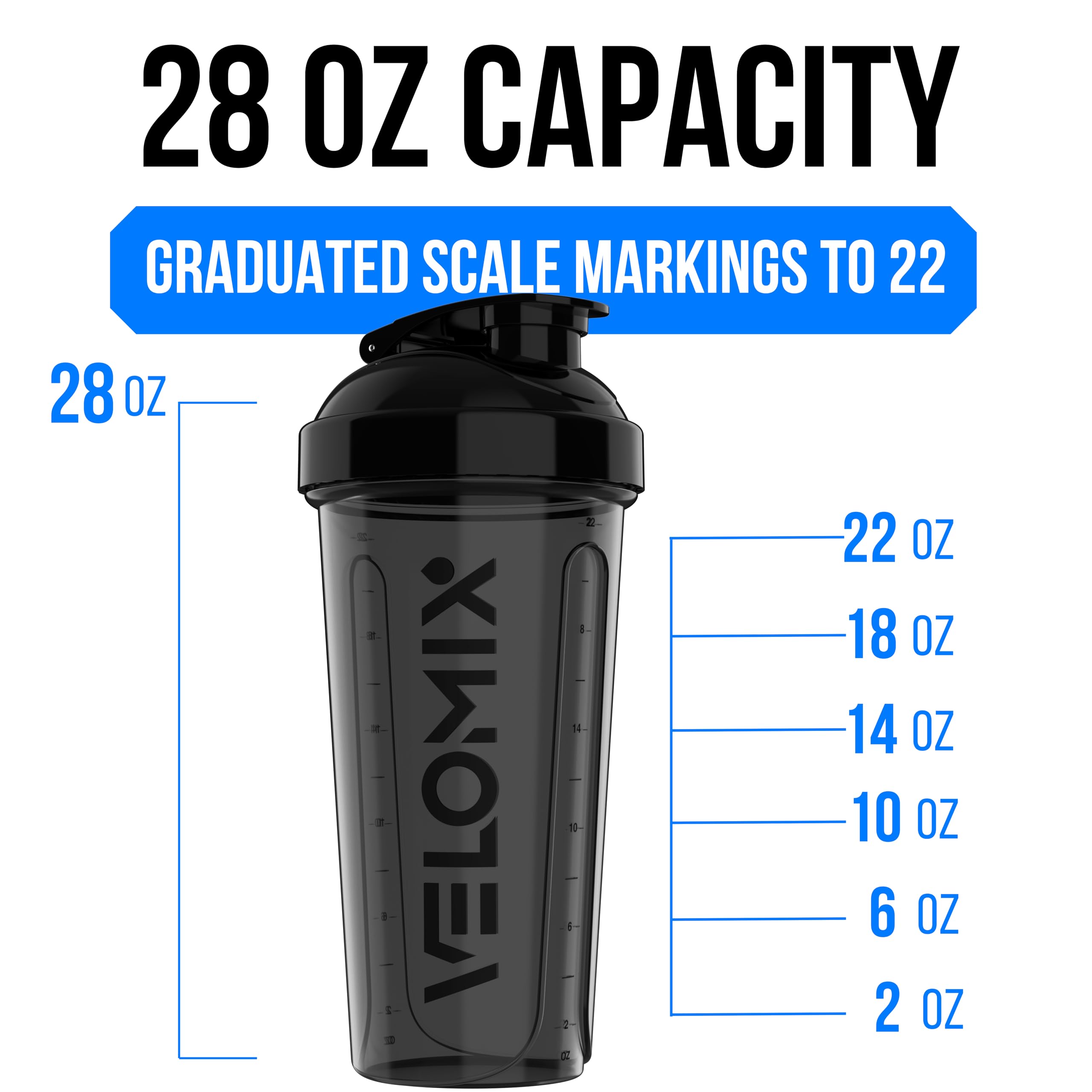 Protein Shaker Bottles 2-Pack – 28 oz Leak-Proof Shaker Cups with Wire Whisks