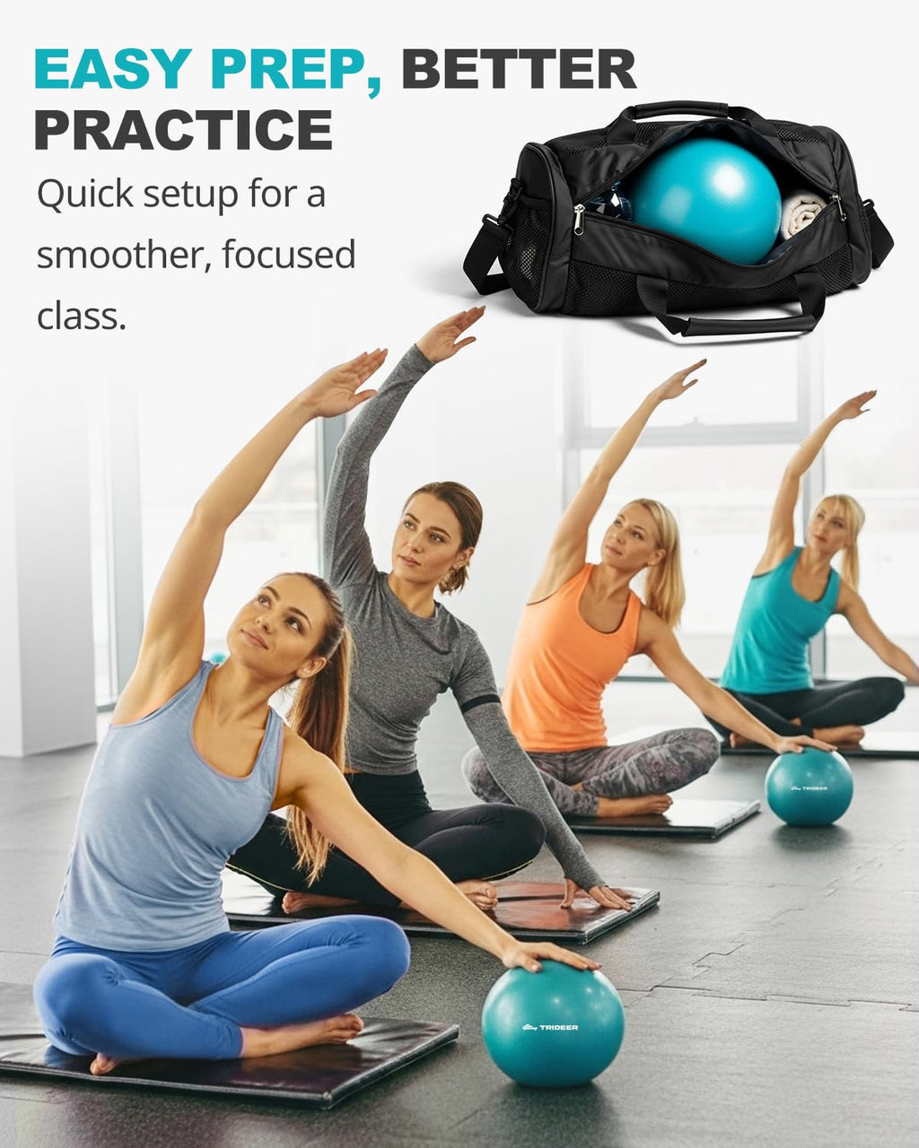 Exercise Ball for Yoga, Pilates & Core – Anti-Burst Stability Ball with Quick Pump