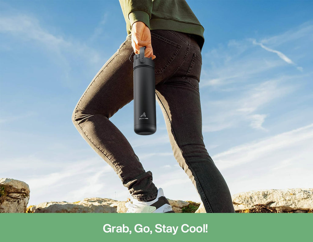 40 oz Insulated Water Bottle – 2-in-1 Straw & Spout Lid, Keeps Cold 24 Hours