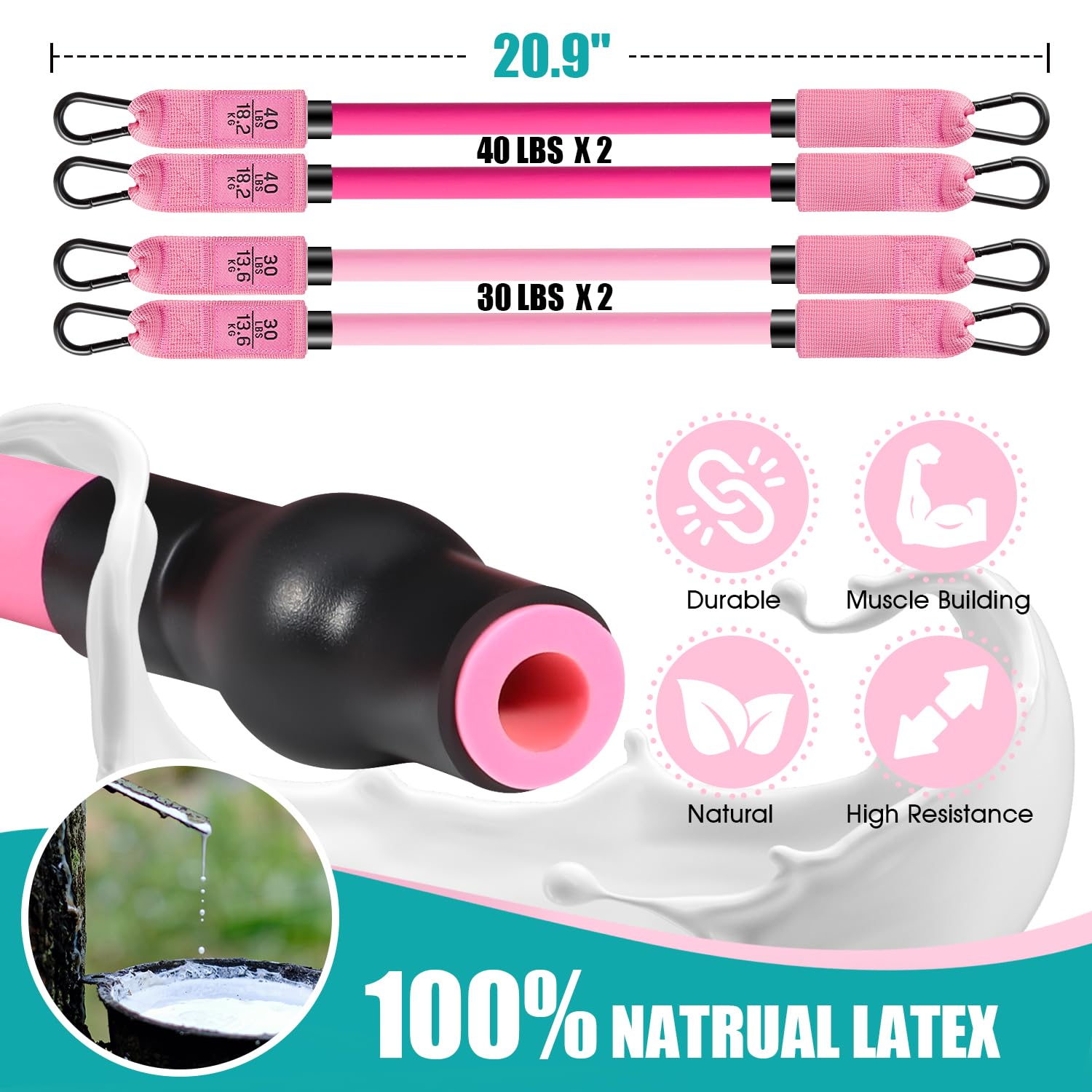 Pilates Bar Kit with Resistance Bands – Adjustable 3-Section Home Workout Set