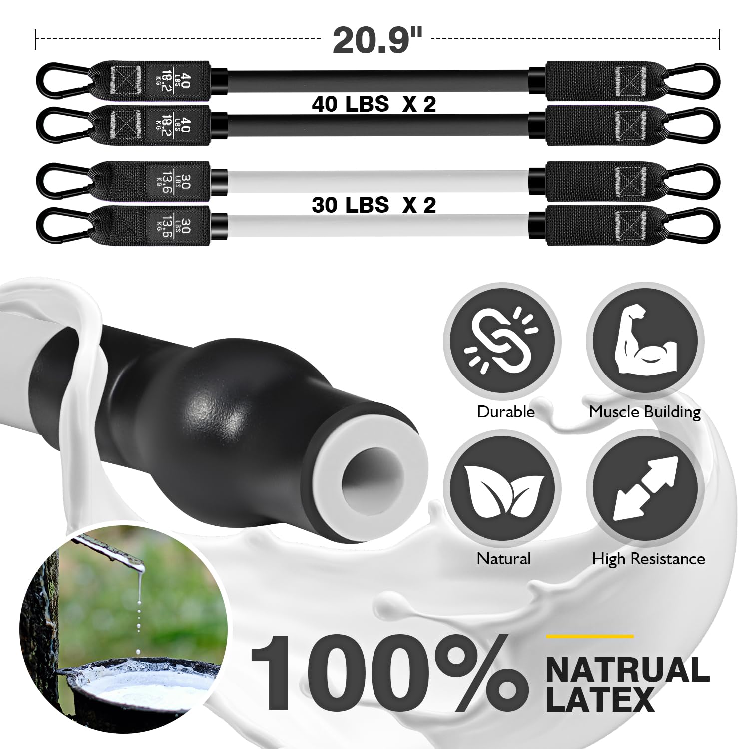 Pilates Bar Kit with Resistance Bands – Adjustable 3-Section Home Workout Set