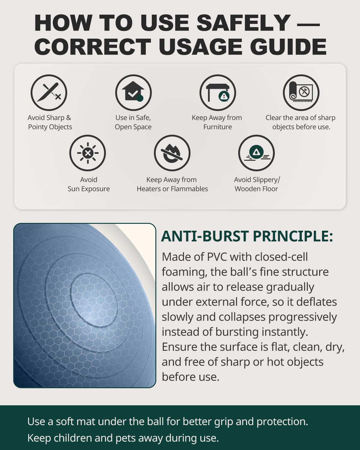 Exercise Ball for Yoga, Pilates & Core – Anti-Burst Stability Ball with Quick Pump