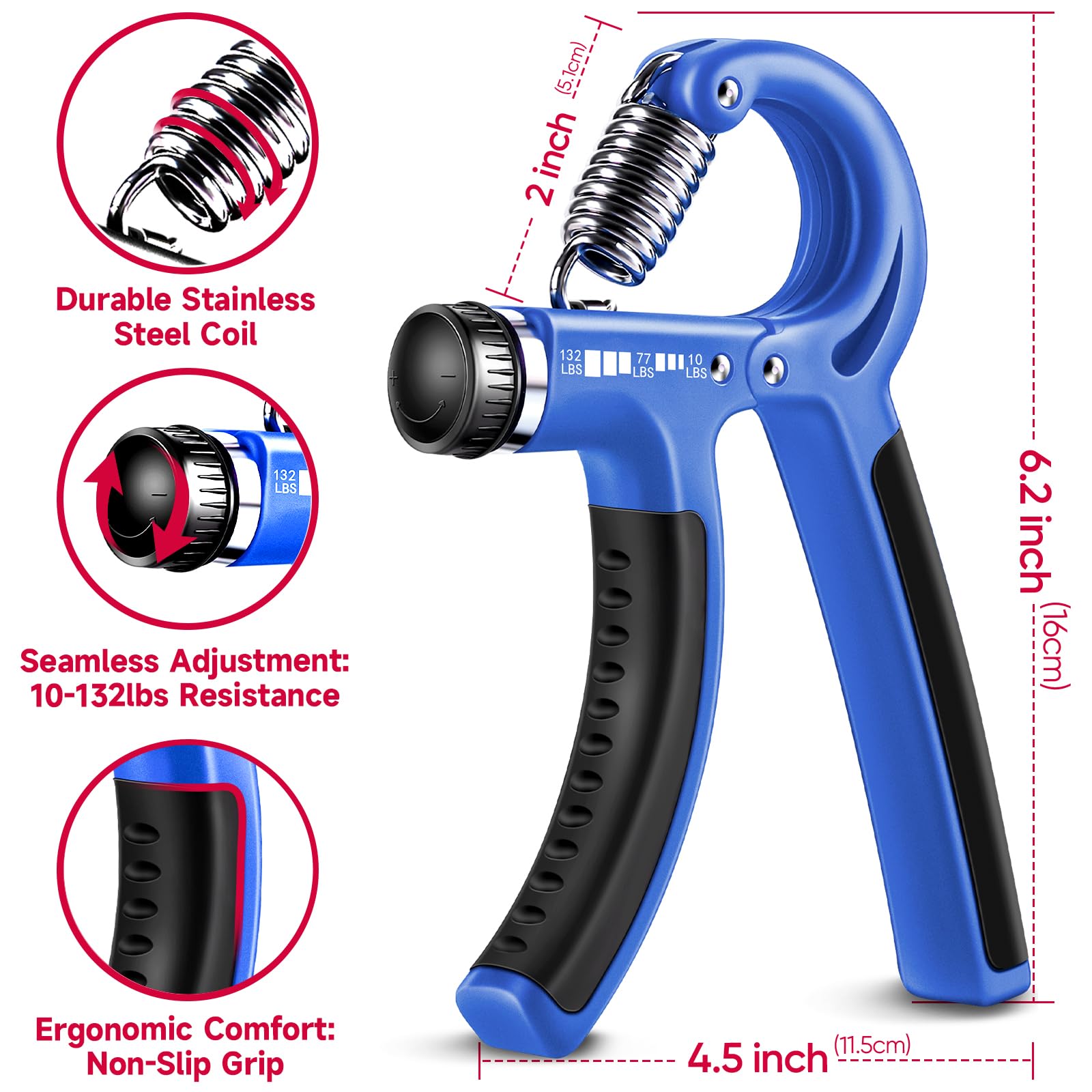Hand Grip Strengthener Kit – 5-Pack Adjustable Forearm & Grip Trainer