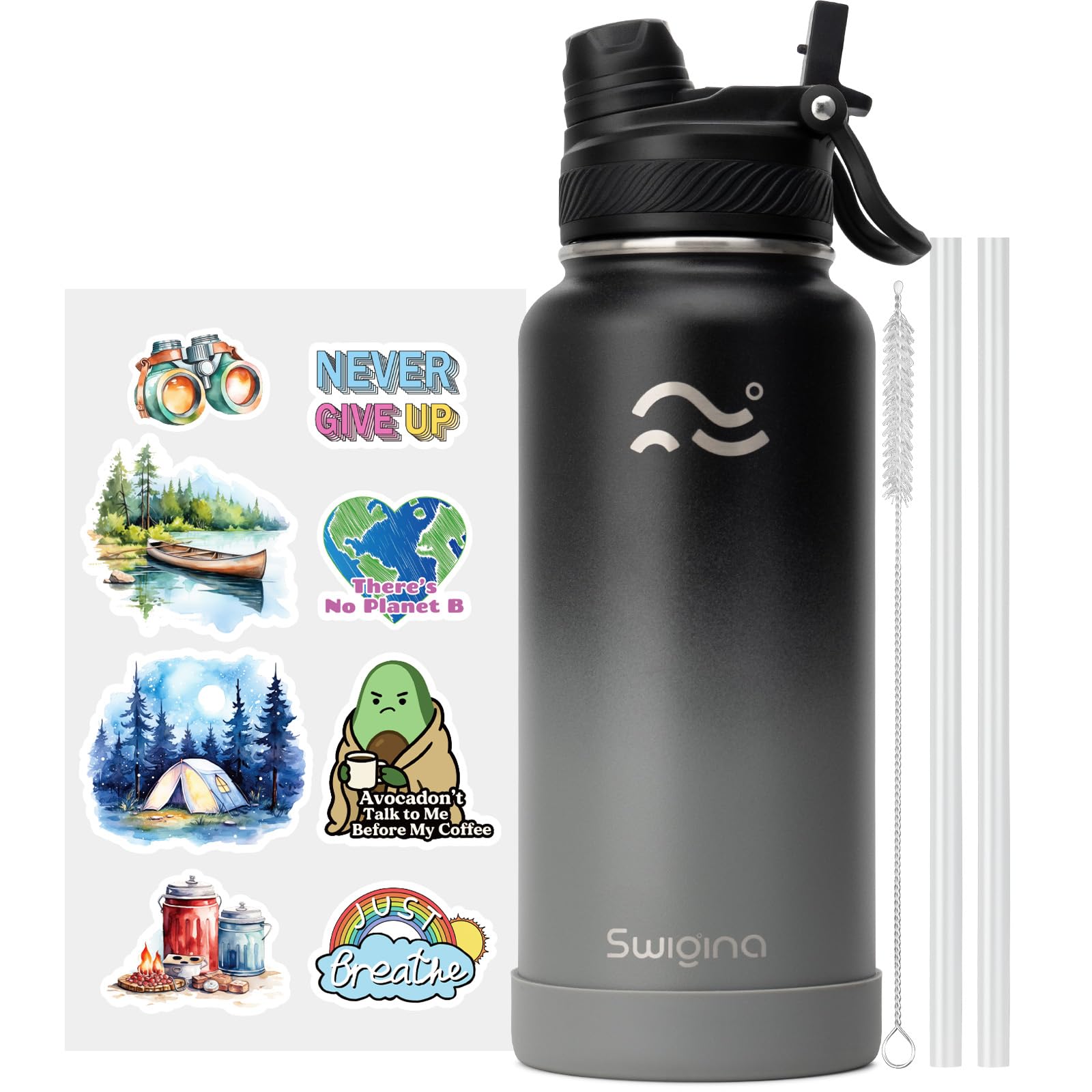 Insulated Water Bottle with Silicone Boot – 24 oz, Cold 36 Hrs / Hot 18 Hrs