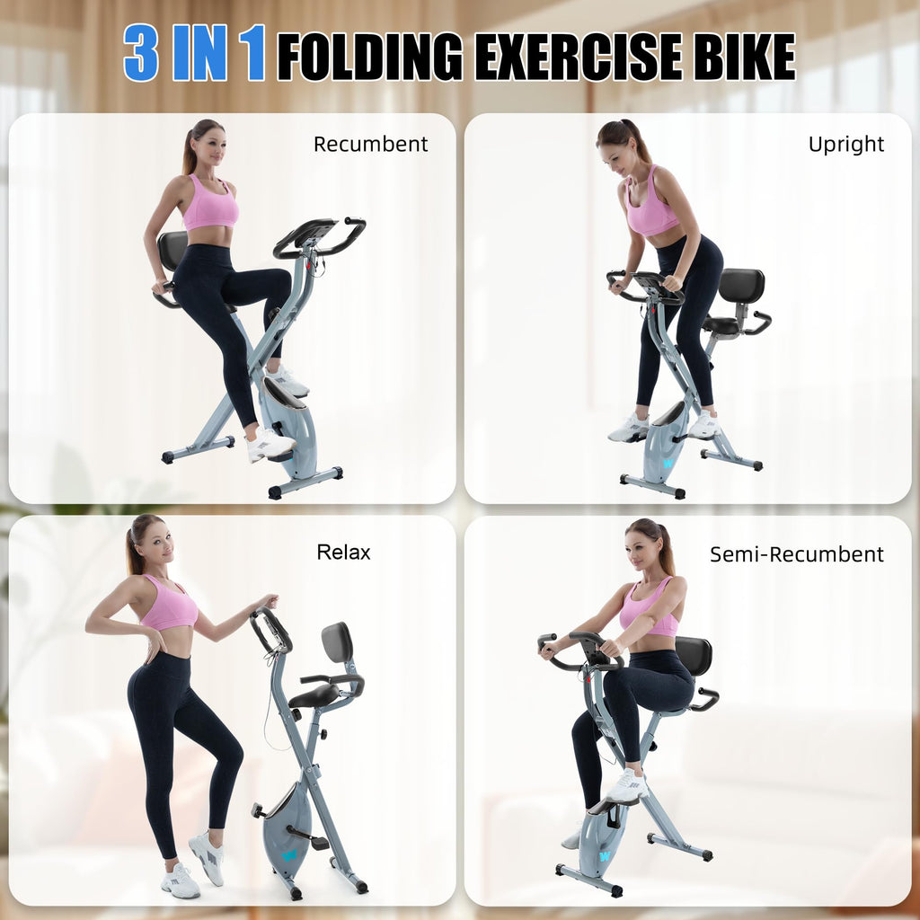 5-in-1 Foldable Exercise Bike – 16-Level Magnetic Indoor Cycling Bike, 350 lb Capacity