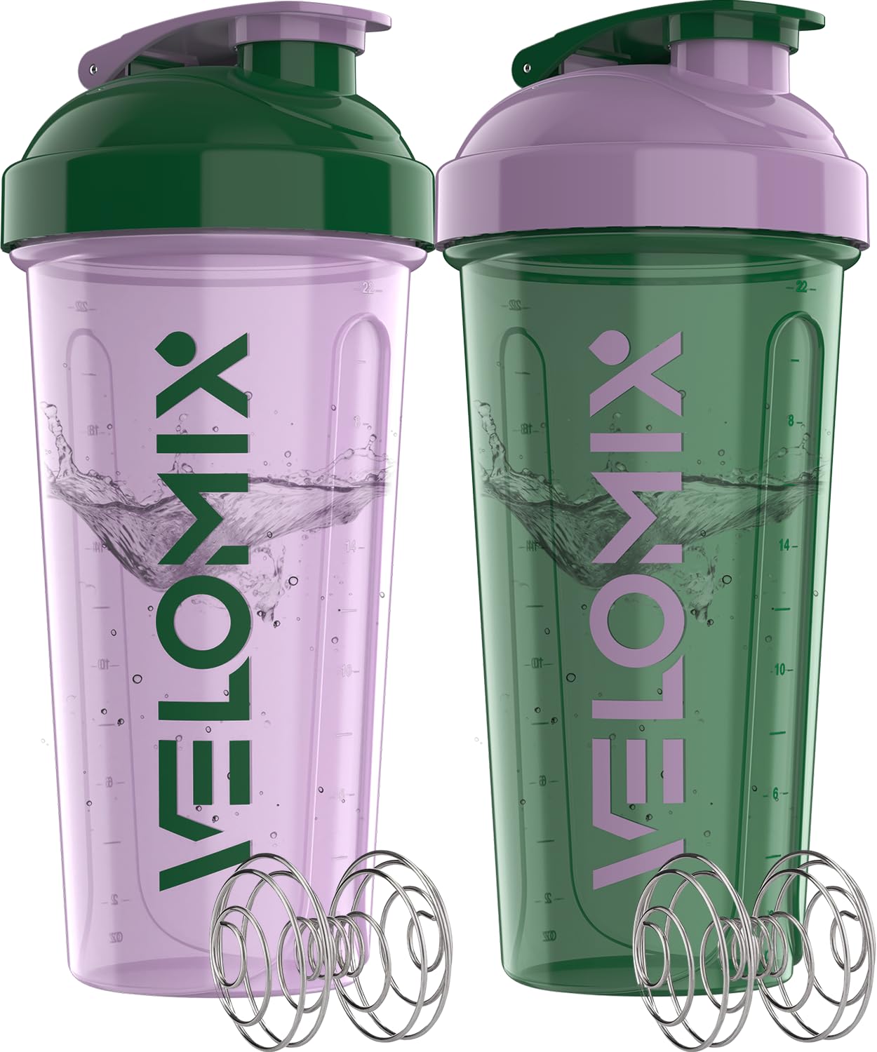 Protein Shaker Bottles 2-Pack – 28 oz Leak-Proof Shaker Cups with Wire Whisks