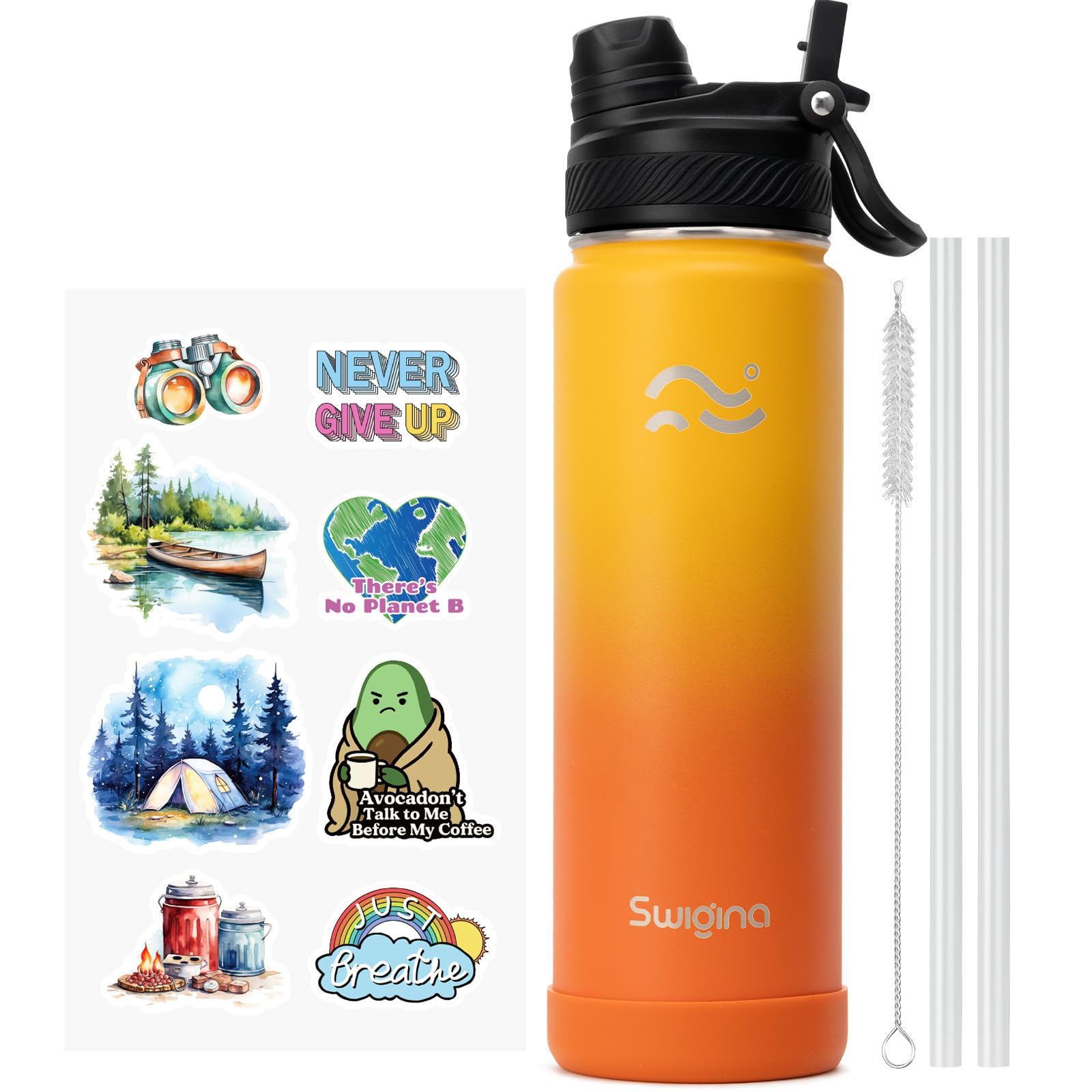 Insulated Water Bottle with Silicone Boot – 24 oz, Cold 36 Hrs / Hot 18 Hrs