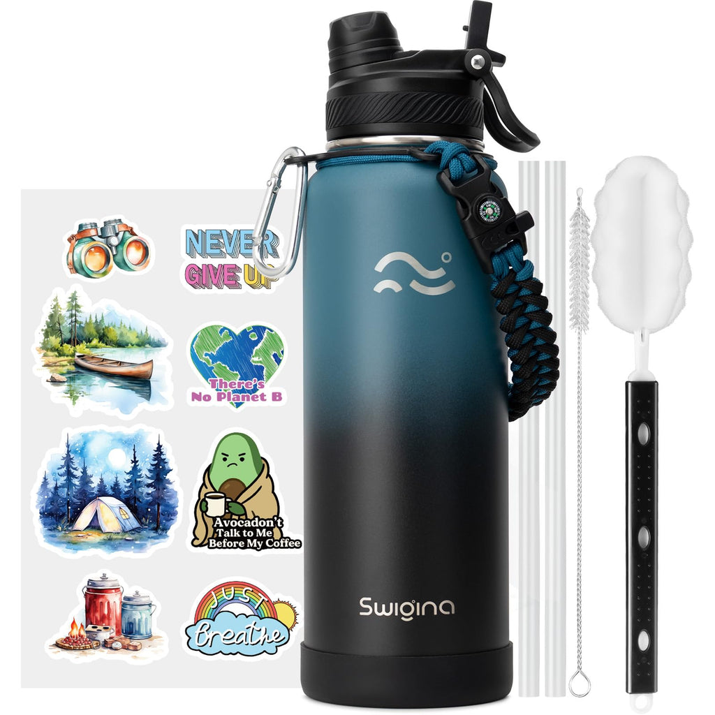 Insulated Water Bottle with Silicone Boot – 24 oz, Cold 36 Hrs / Hot 18 Hrs