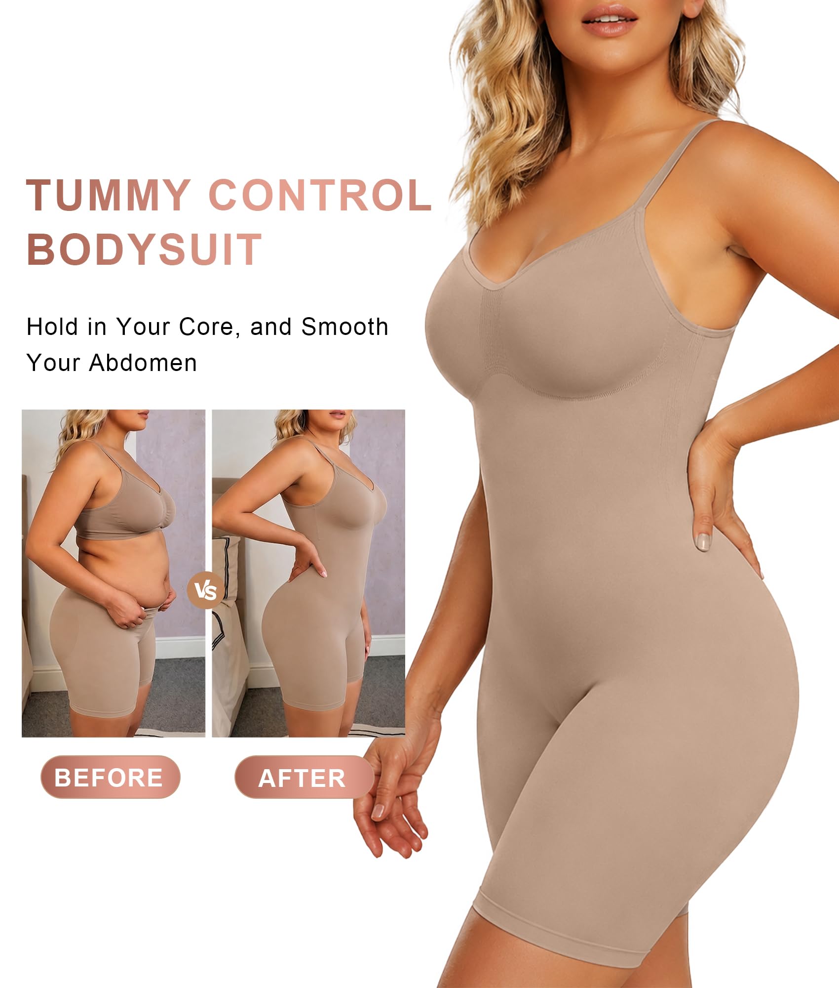 Tummy-Control Bodysuit Shaper – Mid-Thigh Body Shaper Shorts for a Lifted Look