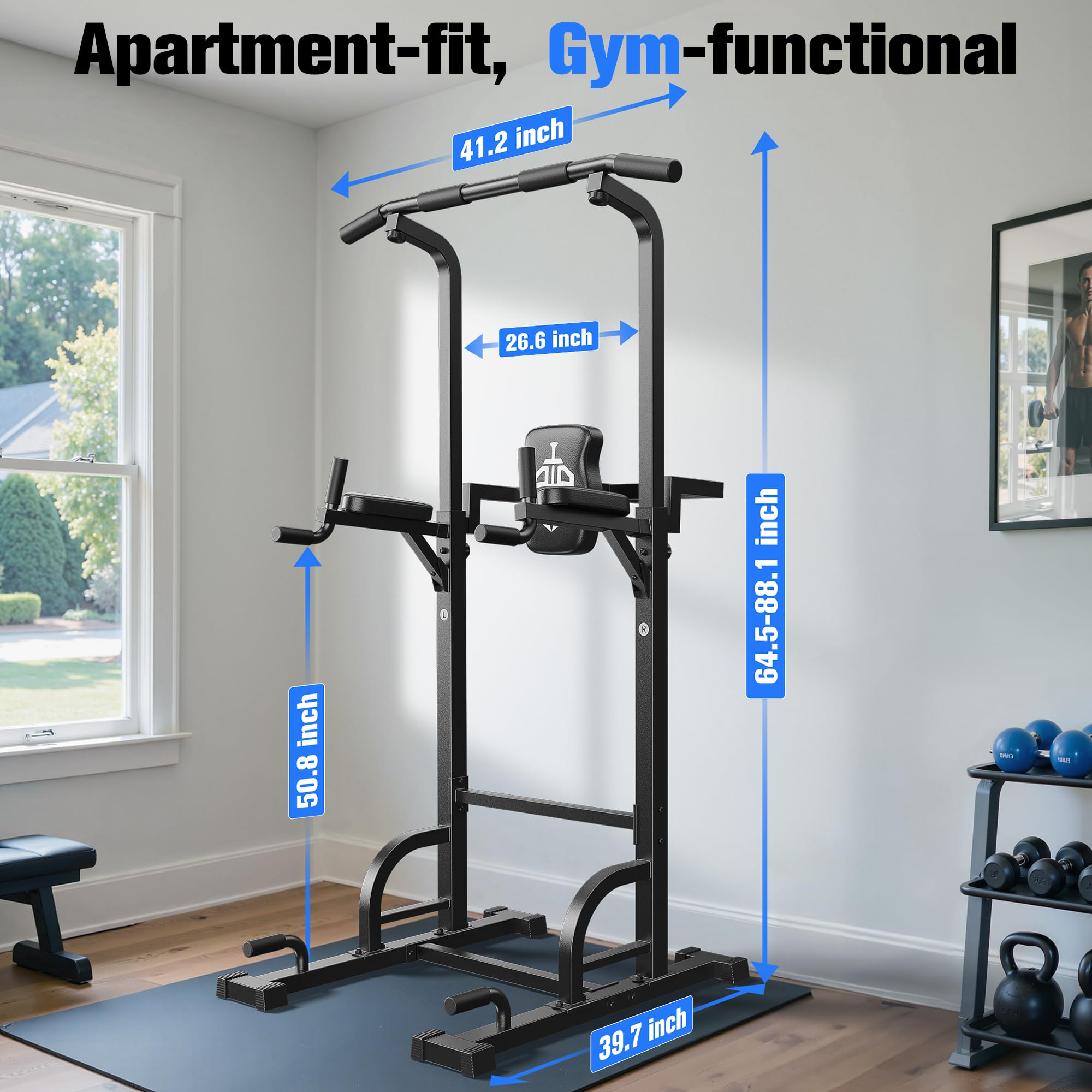 Power Tower Pull Up & Dip Station – 450 lb Capacity Home Gym Strength Trainer