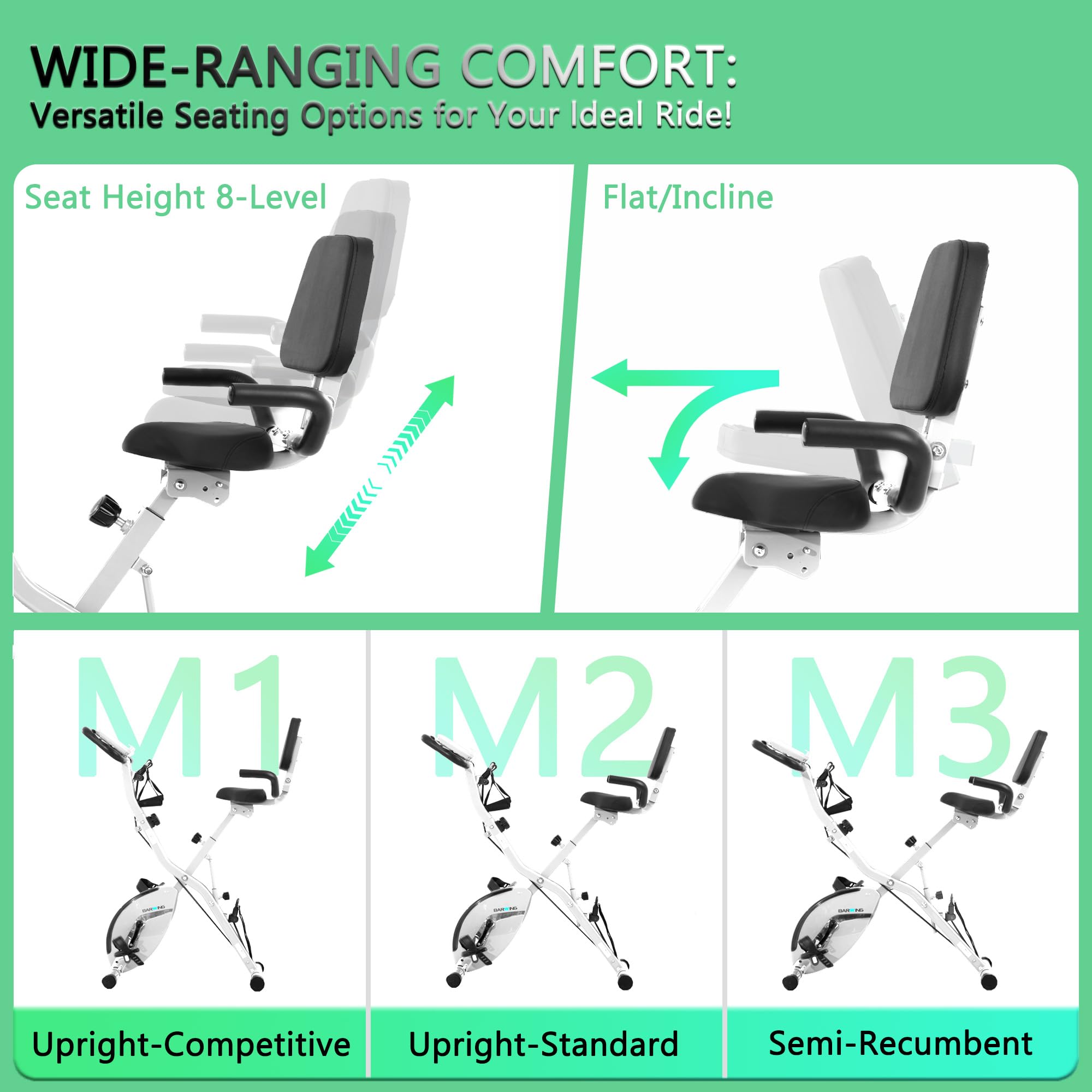 5-in-1 Foldable Exercise Bike – 16-Level Magnetic Indoor Cycling Bike, 350 lb Capacity