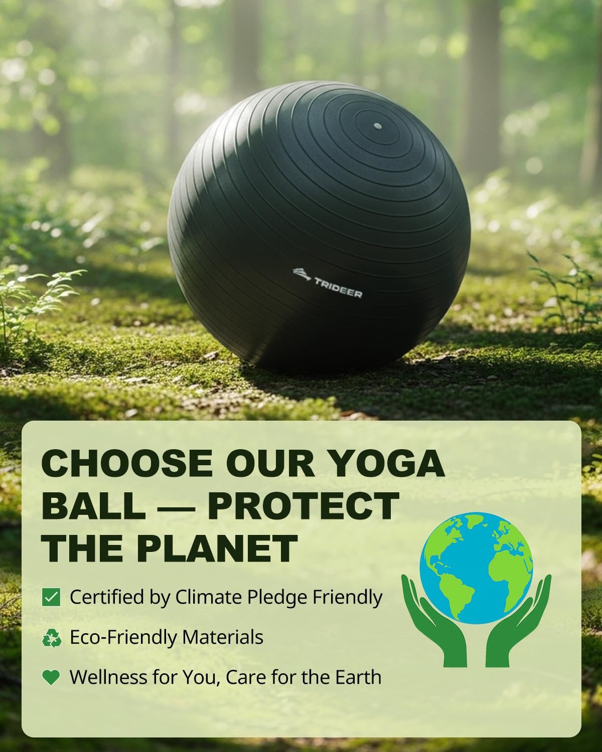 Exercise Ball for Yoga, Pilates & Core – Anti-Burst Stability Ball with Quick Pump