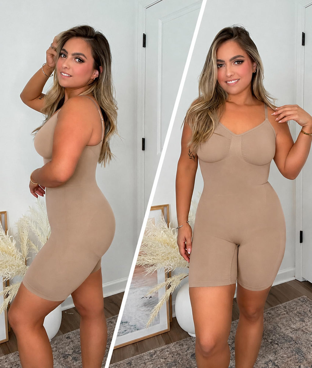 Tummy-Control Bodysuit Shaper – Mid-Thigh Body Shaper Shorts for a Lifted Look