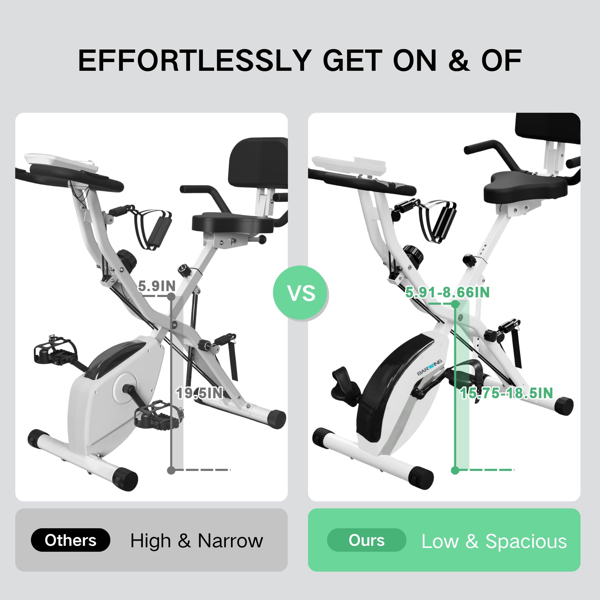 5-in-1 Foldable Exercise Bike – 16-Level Magnetic Indoor Cycling Bike, 350 lb Capacity