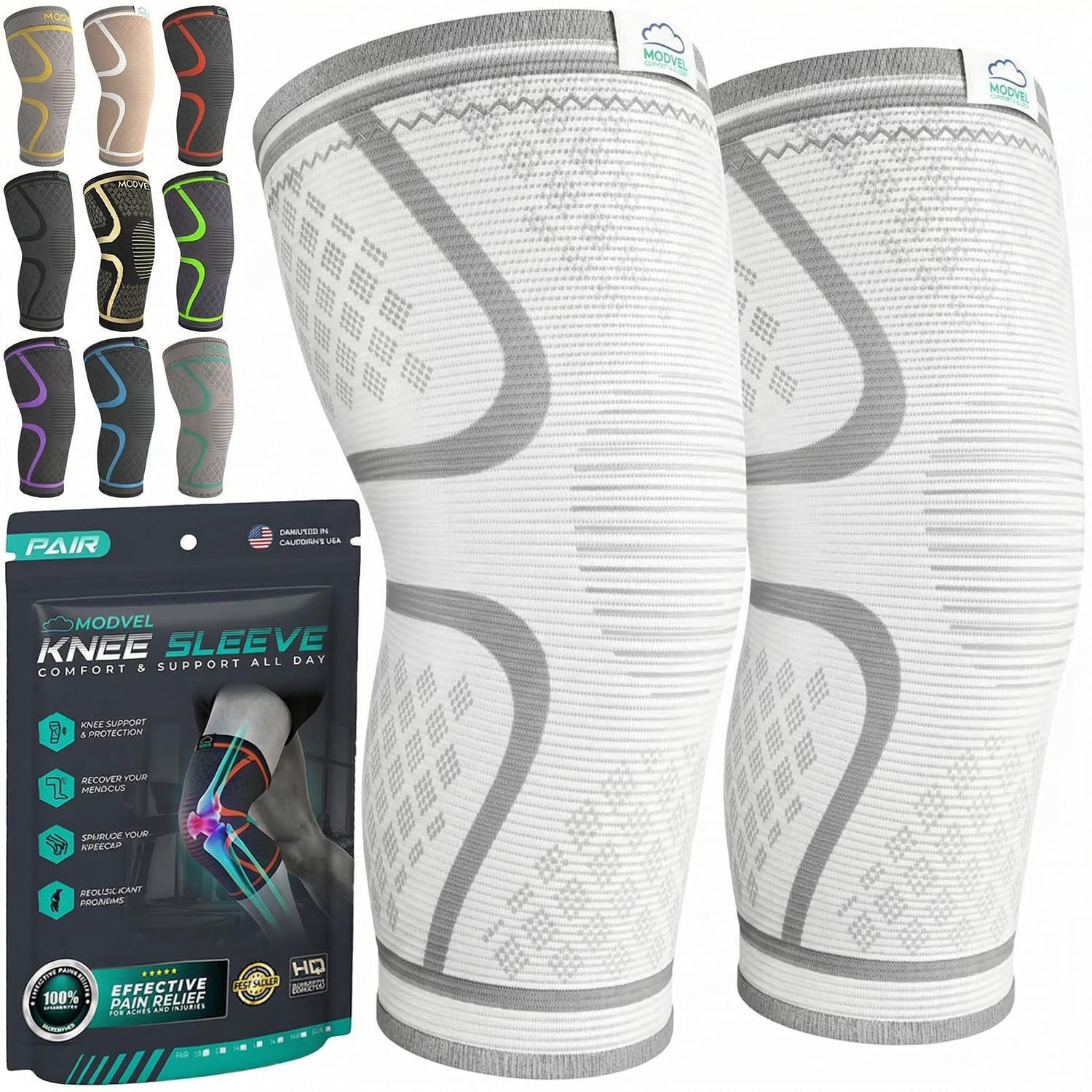 Compression Knee Brace (2-Pack) – Support Sleeves for Workouts & Joint Pain Relief