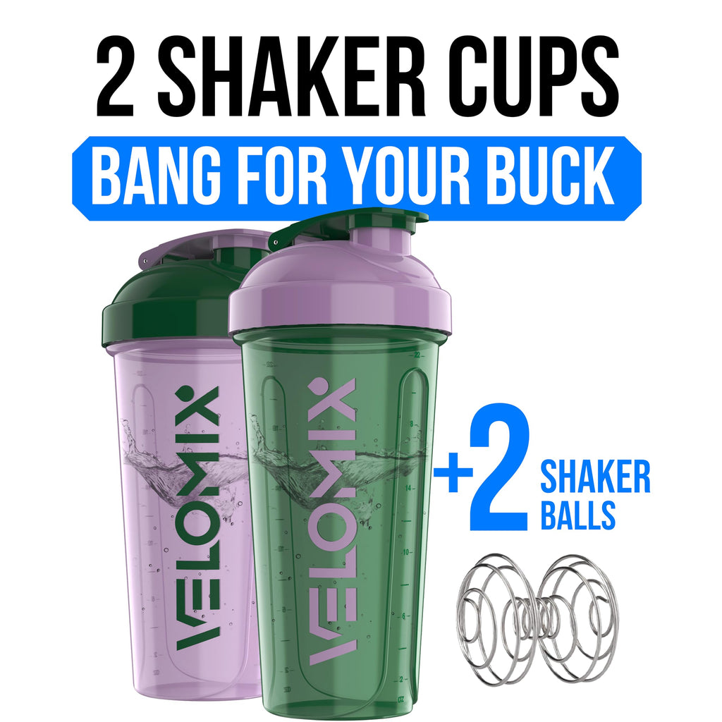 Protein Shaker Bottles 2-Pack – 28 oz Leak-Proof Shaker Cups with Wire Whisks