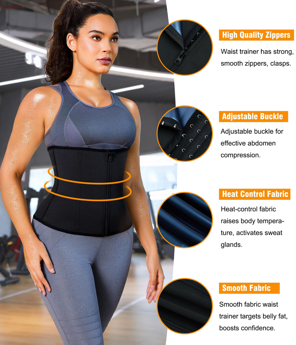 Women's Waist Trainer Corset with Zipper – Sweat Trimmer Workout Shaper