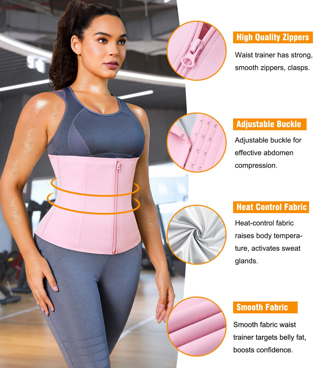 Women's Waist Trainer Corset with Zipper – Sweat Trimmer Workout Shaper