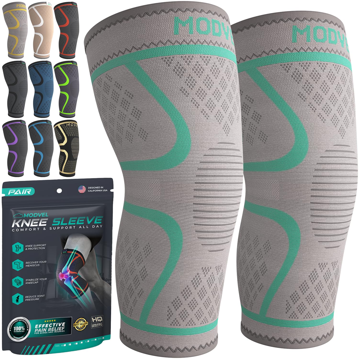Compression Knee Brace (2-Pack) – Support Sleeves for Workouts & Joint Pain Relief