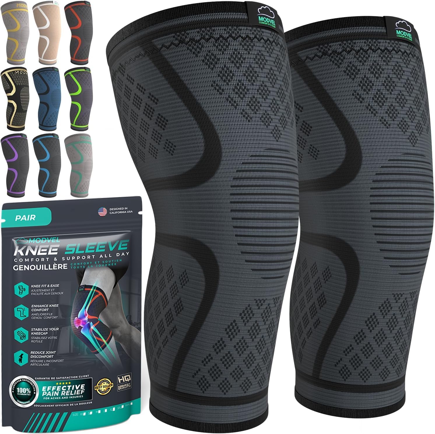Compression Knee Brace (2-Pack) – Support Sleeves for Workouts & Joint Pain Relief