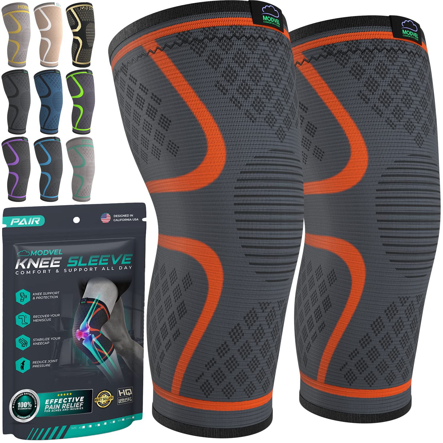 Compression Knee Brace (2-Pack) – Support Sleeves for Workouts & Joint Pain Relief