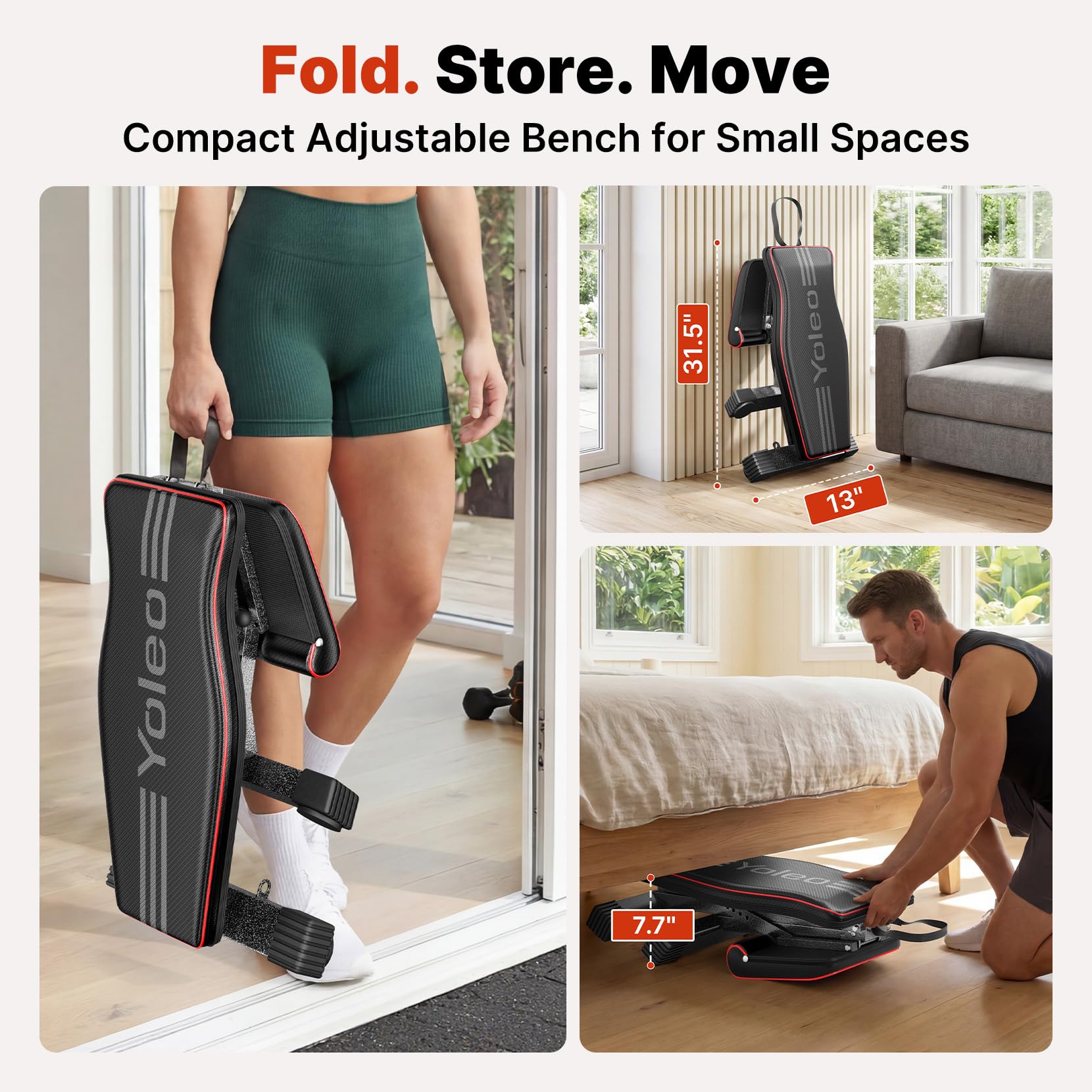 Foldable Adjustable Weight Bench – 84 Positions, 827 lb Capacity, 98% Pre-Assembled