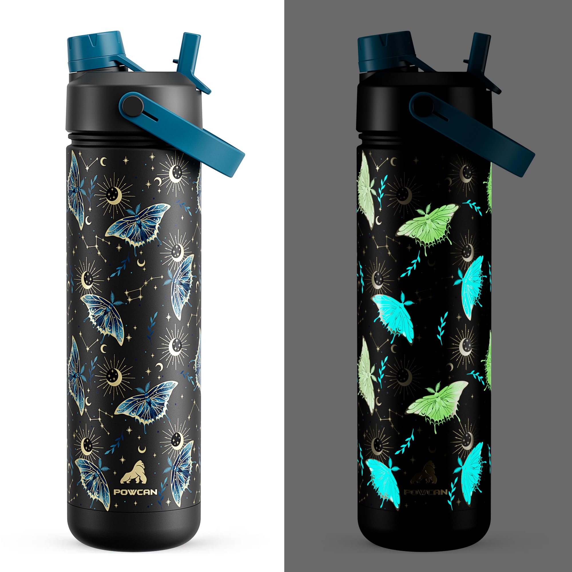 40 oz Insulated Water Bottle – 2-in-1 Straw & Spout Lid, Keeps Cold 24 Hours