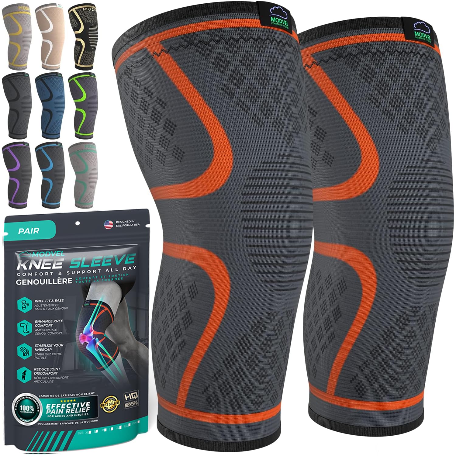 Compression Knee Brace (2-Pack) – Support Sleeves for Workouts & Joint Pain Relief