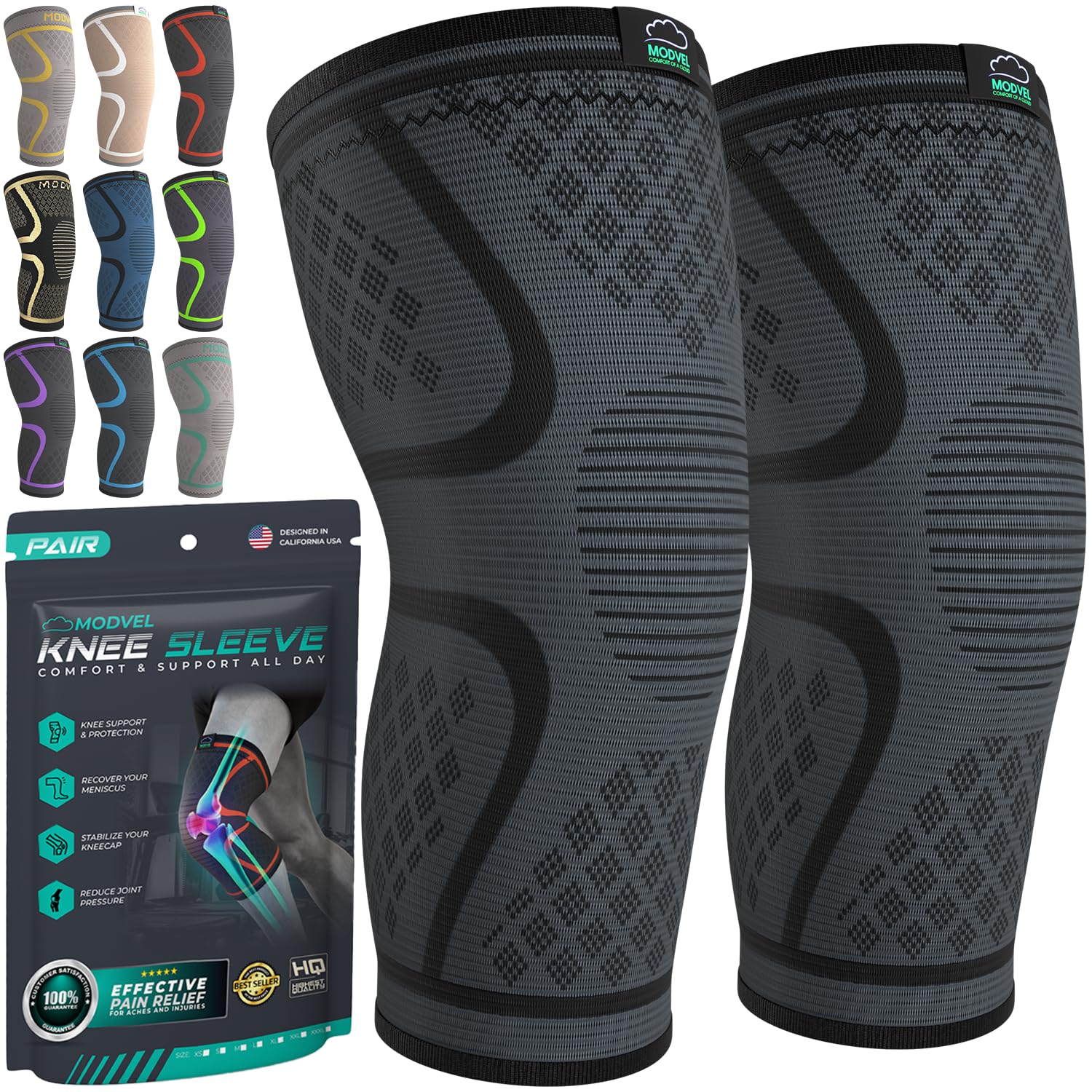 Compression Knee Brace (2-Pack) – Support Sleeves for Workouts & Joint Pain Relief