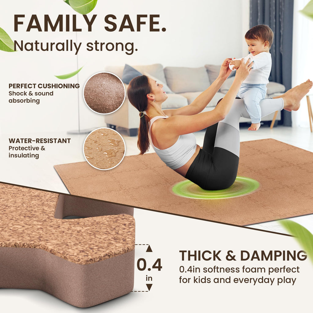 Gym Floor Mats Set – 18 EVA Interlocking Foam Tiles, 18 sq ft Protective Flooring