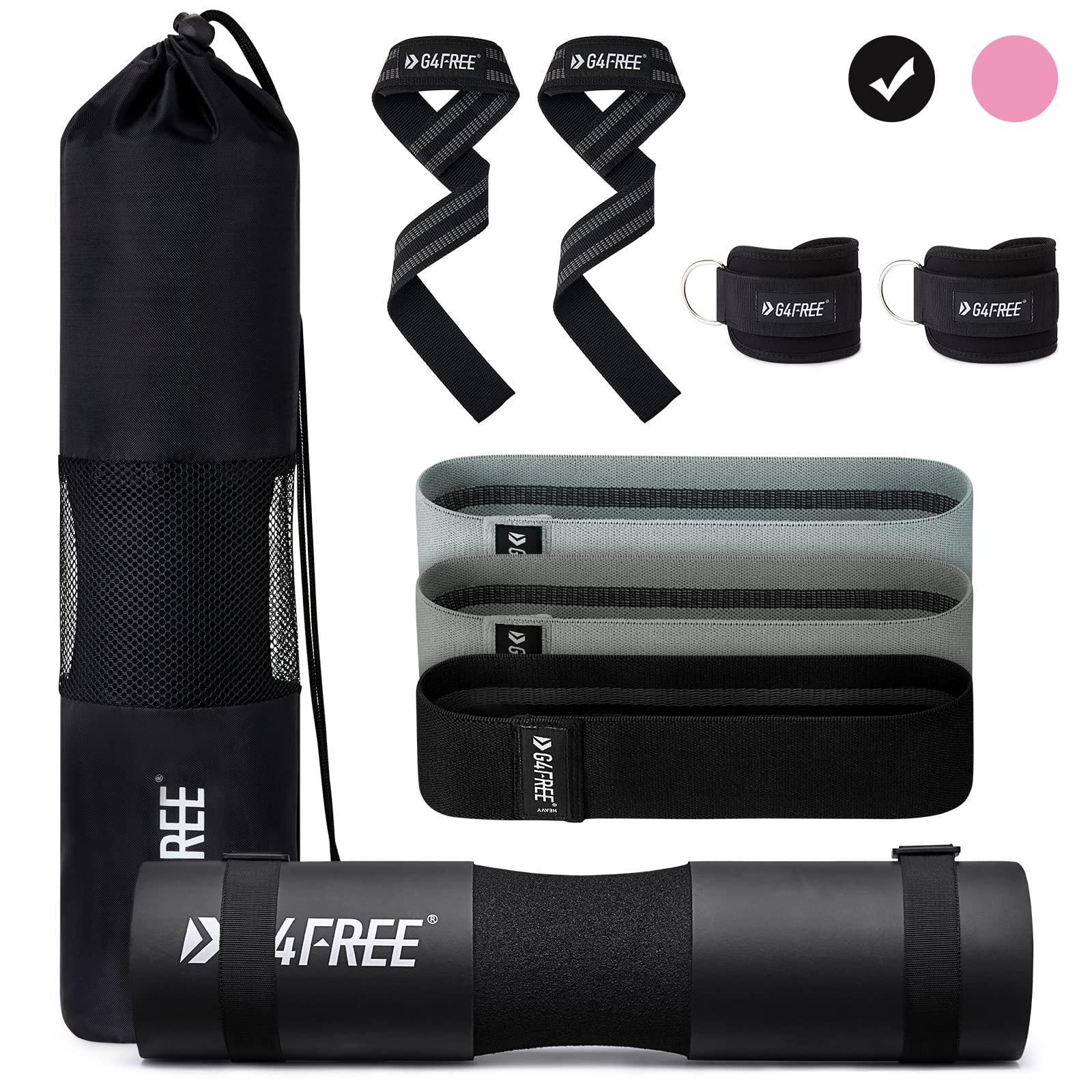 9-Piece Barbell Pad Set – Squat & Hip Thrust Cushion with Resistance Bands & Straps