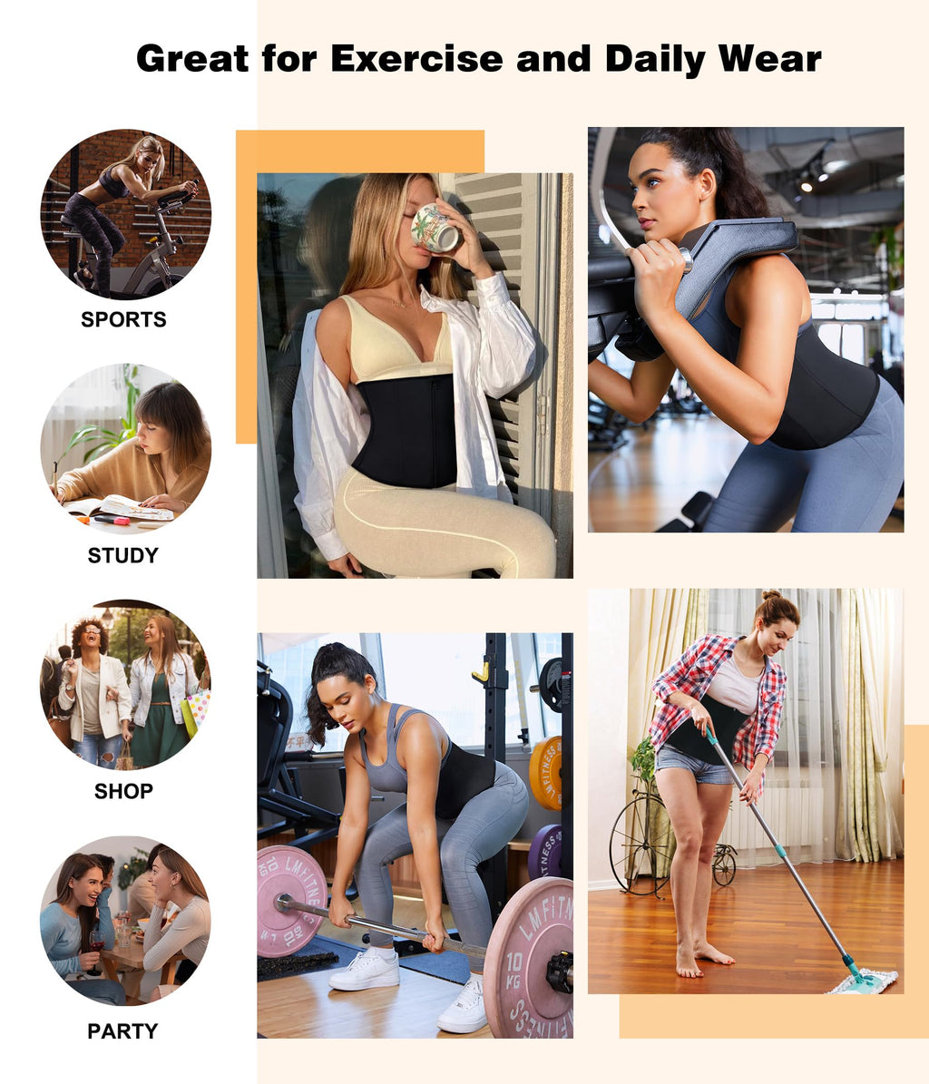 Women's Waist Trainer Corset with Zipper – Sweat Trimmer Workout Shaper