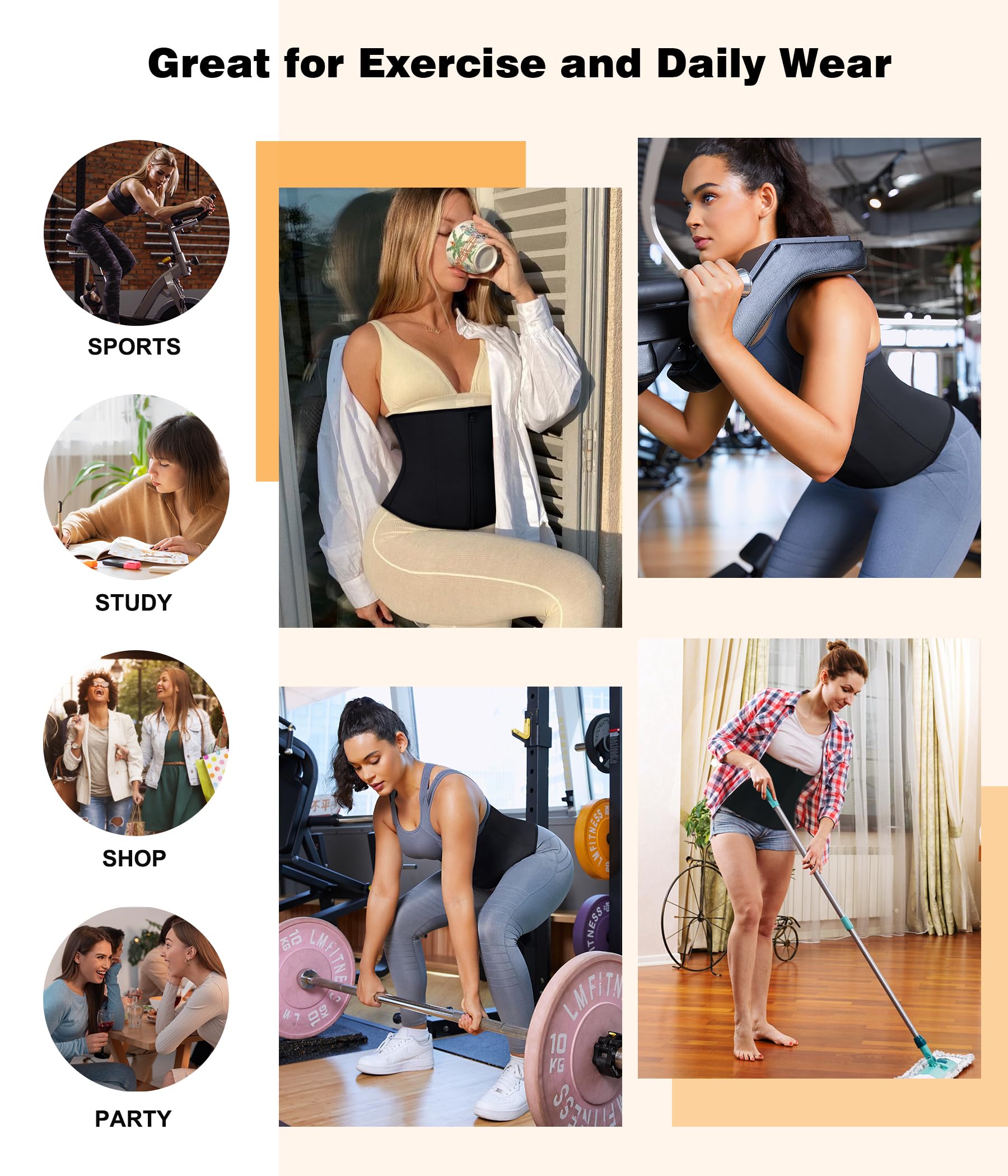Women's Waist Trainer Corset with Zipper – Sweat Trimmer Workout Shaper